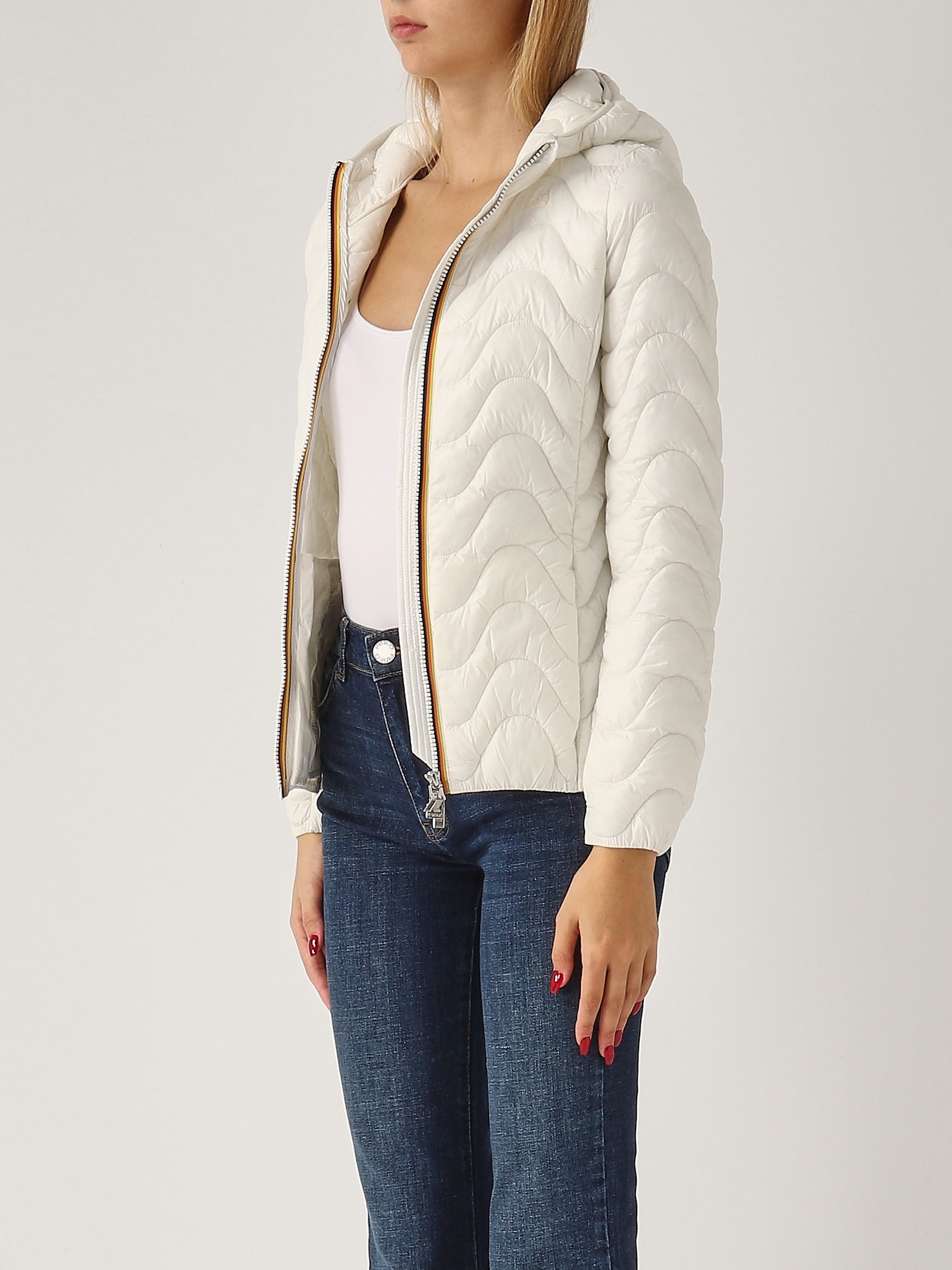 Shop K-way Lily Quilted Warm Jacket In Bianco