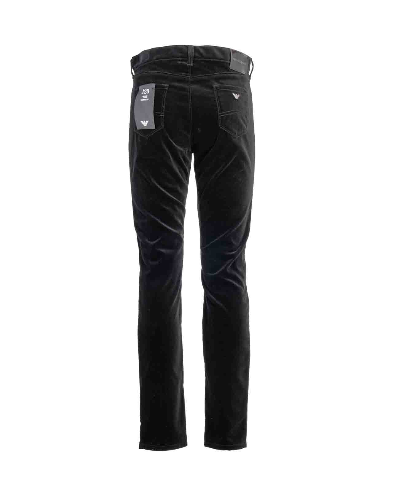 Shop Giorgio Armani Velvet Jeans  In Black