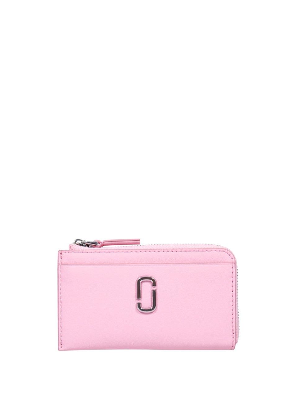 Marc Jacobs Logo Plaque Zip-up Wallet In Pink