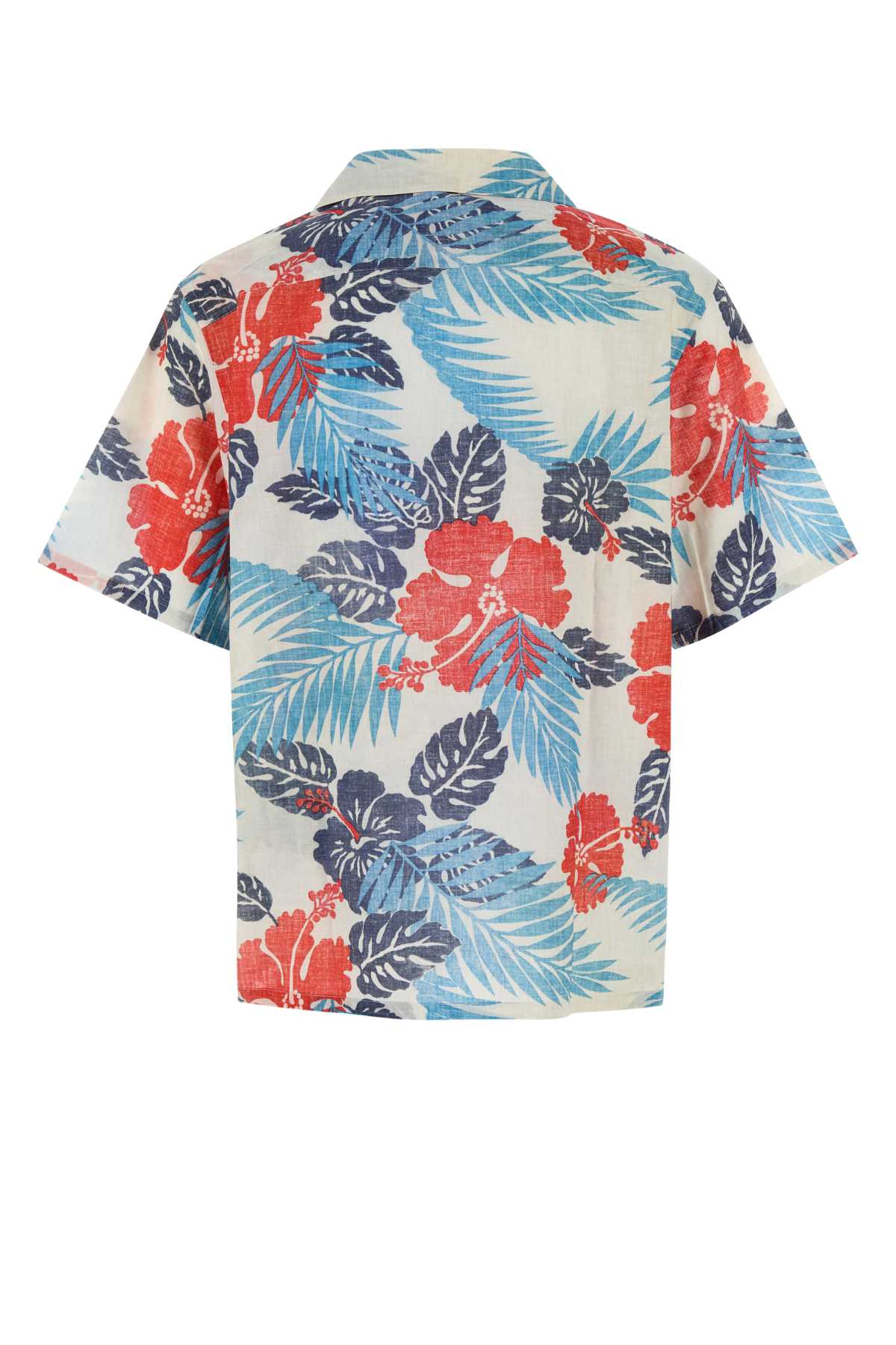 Shop Prada Printed Cotton Shirt In Rosso+blu