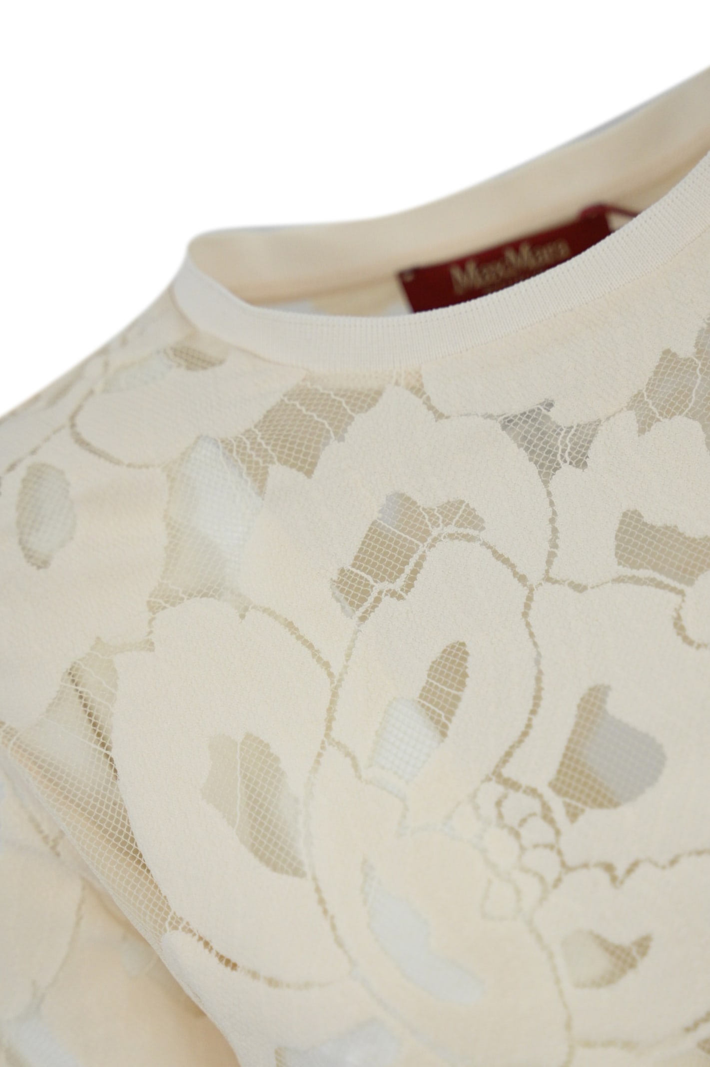 Shop Max Mara Derna Lace T-shirt In Ivory