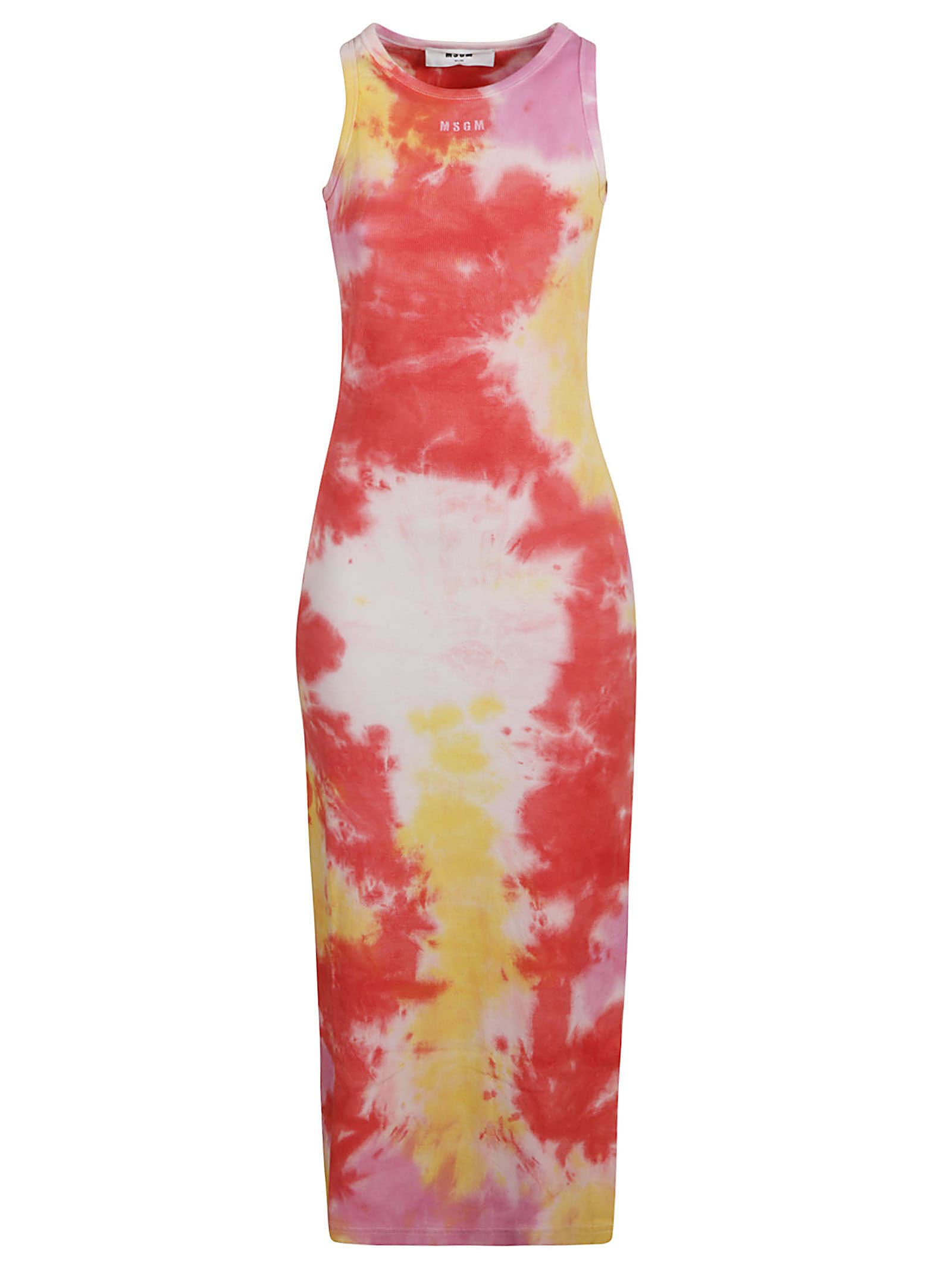 Msgm Sleeveless Coloured Long Dress In Multicolor