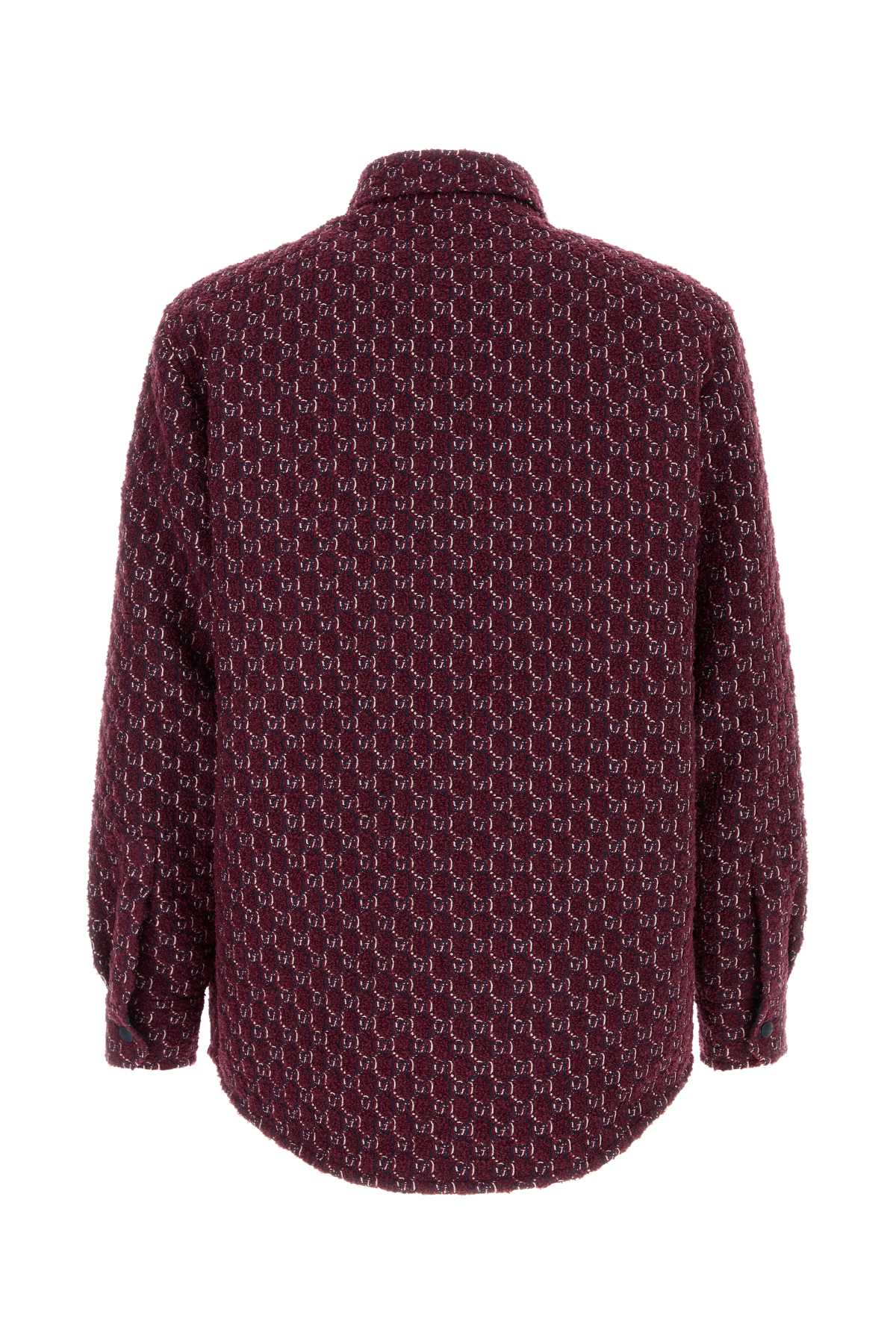 Shop Gucci Burgundy Bouclã© Padded Shirt In Burgundybluemc