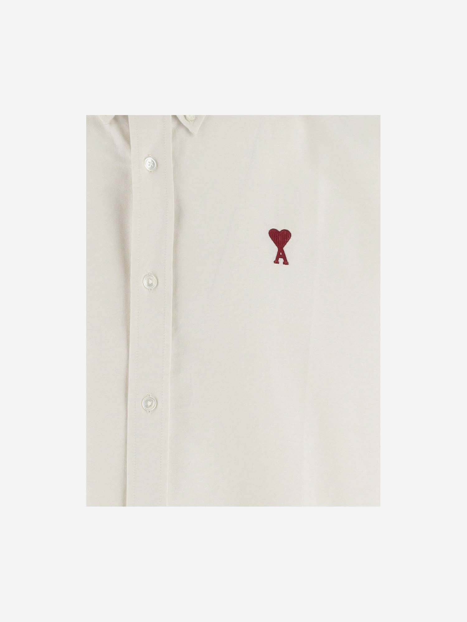 Shop Ami Alexandre Mattiussi Short Sleeve Shirt With Logo In White