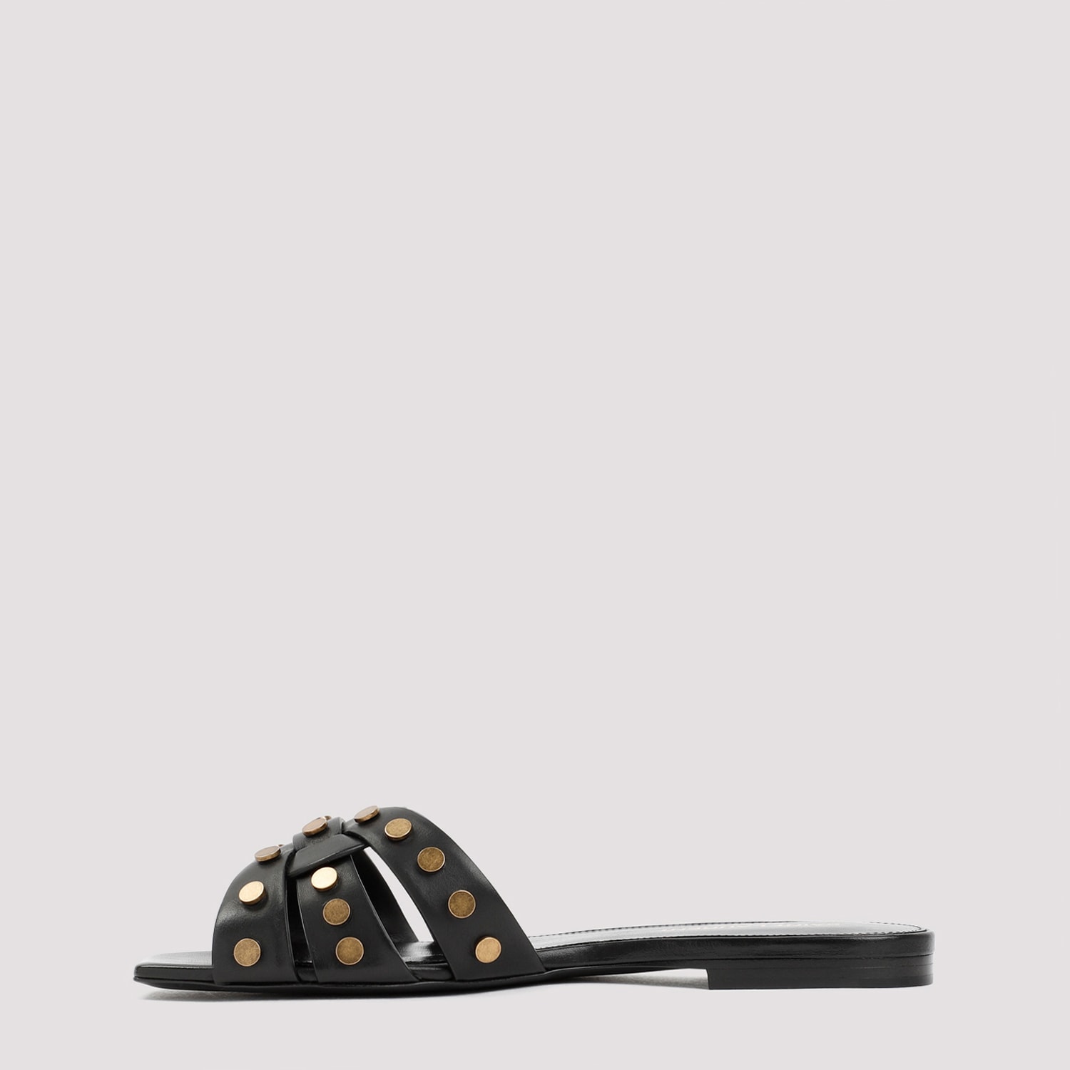 Shop Saint Laurent Leather Tribute Sandals In Nero