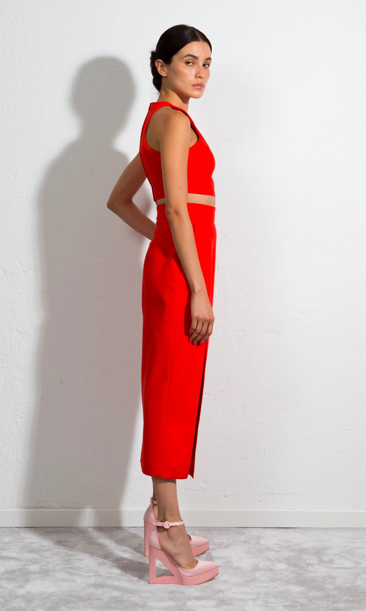 Shop Sara Battaglia Crop Top In Aperol