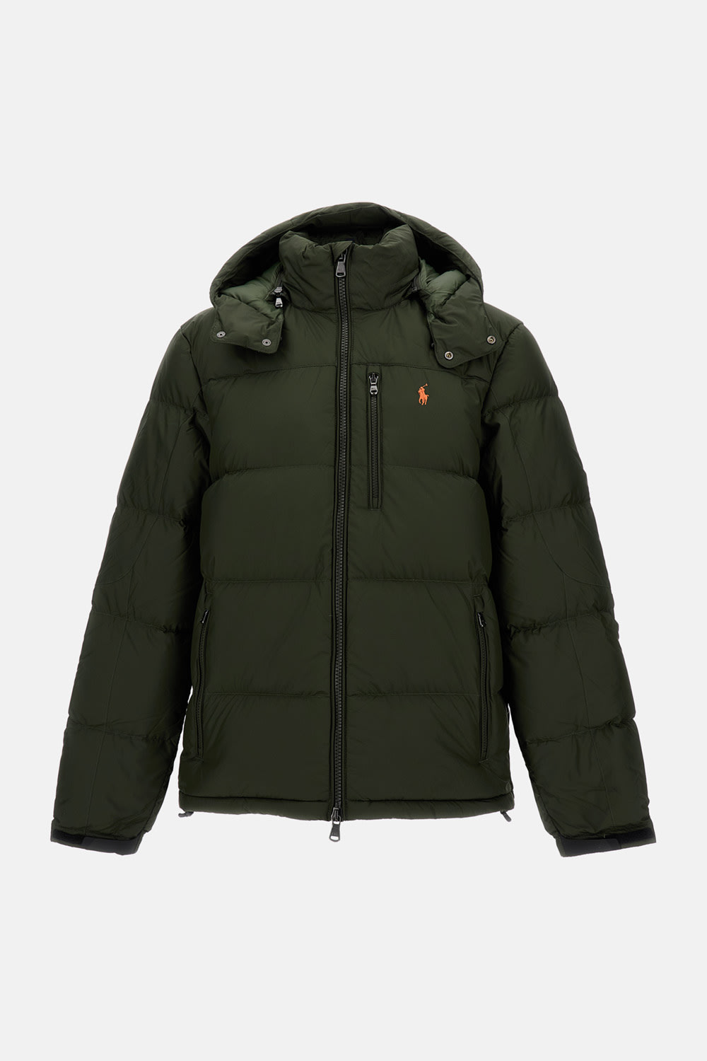 Polo Ralph Lauren Logo Embroidered Hooded Down Jacket In Green