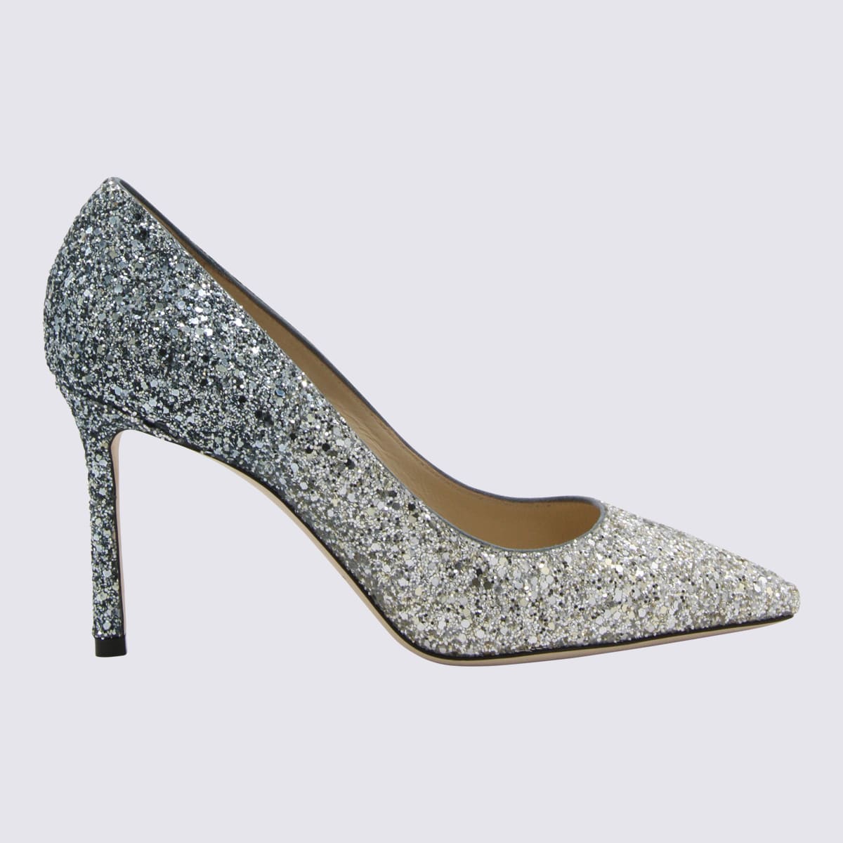 Silver And Dusk Blue Leather Romy Pumps