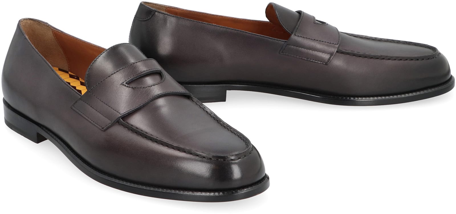 Shop Doucal's Leather Loafers In Grey
