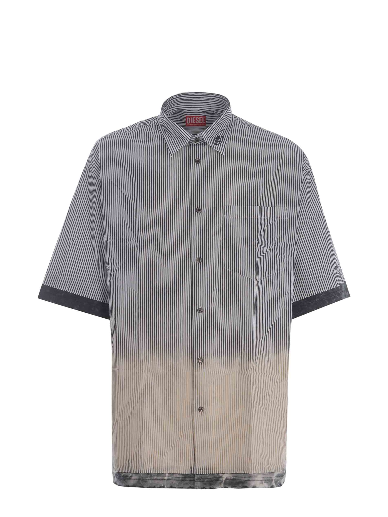 Shop Diesel Camicia  Trax Made Of Cotton In Bianco