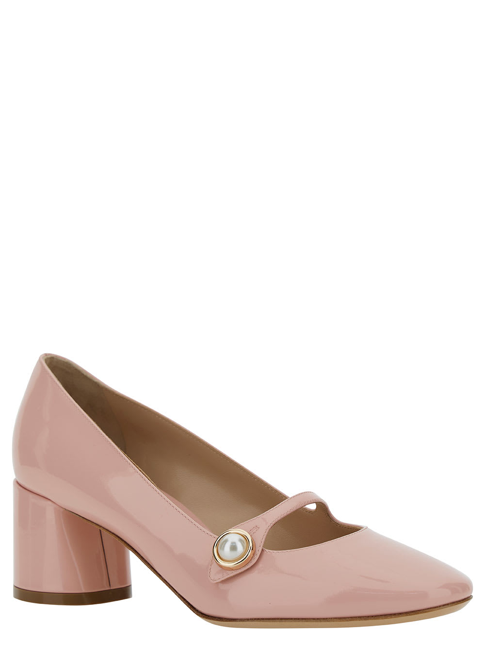 Shop Casadei Emily Pink Pointed Pumps With Pearl Detail In Patent Leather Woman