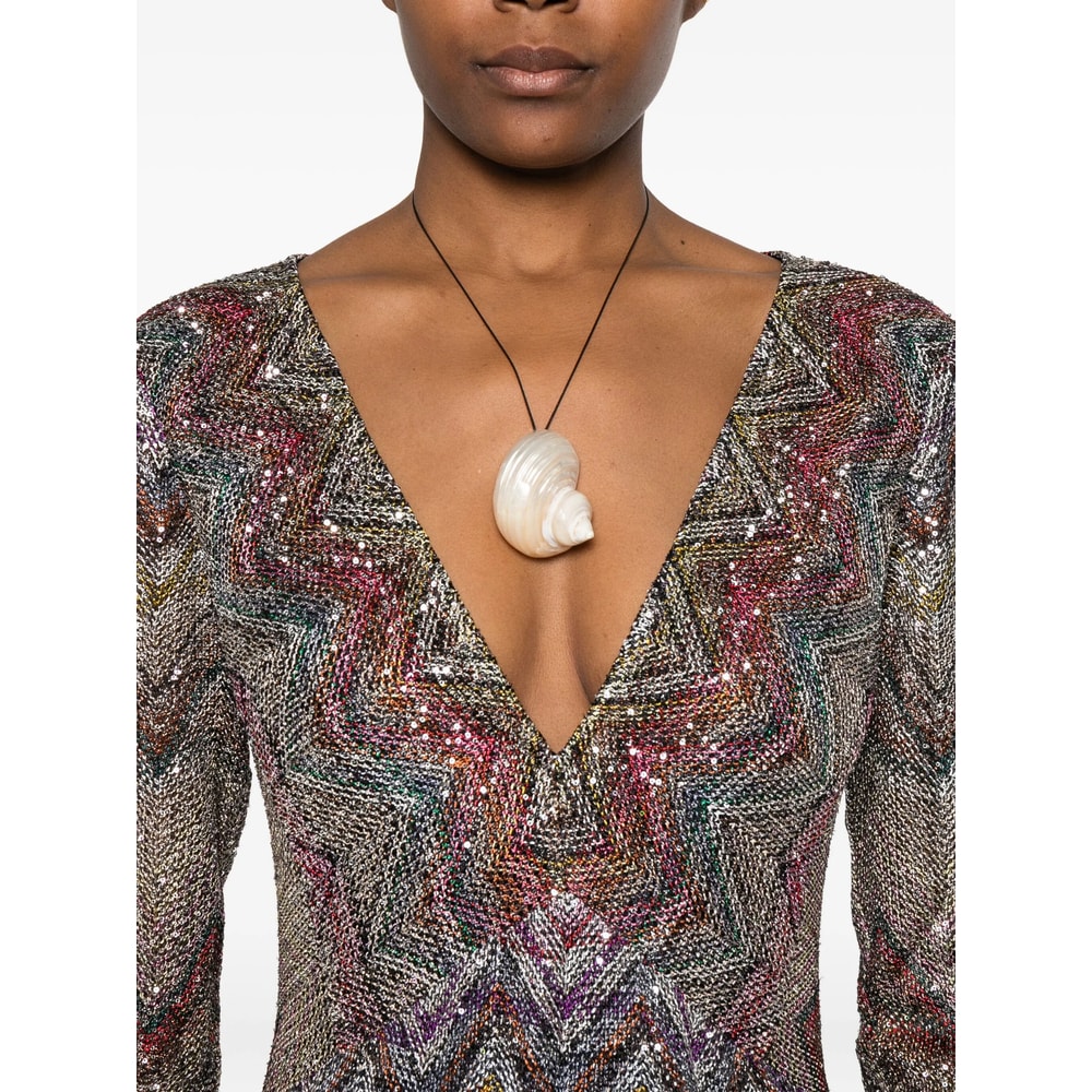 Missoni Midi Dress With Zigzag Pattern In Brown