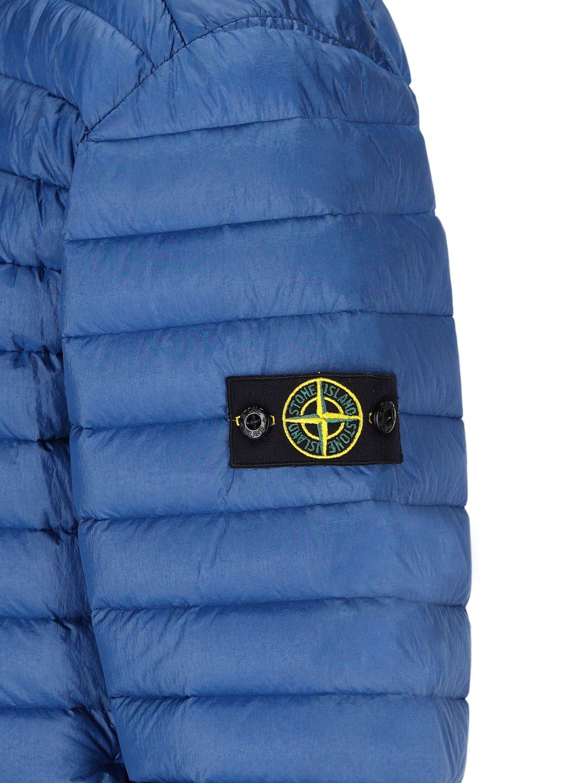 Shop Stone Island Junior Logo Patch Padded Jacket In Bright Blue