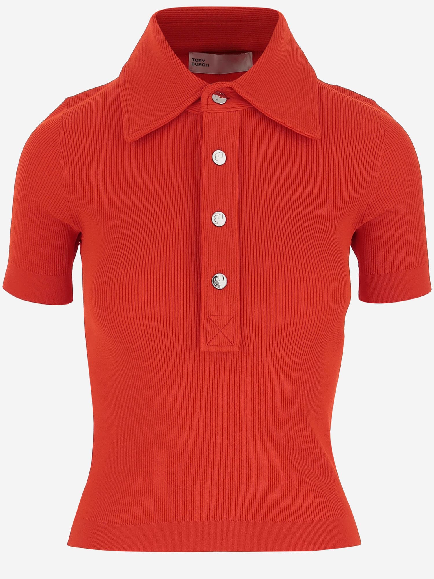 Coral Red Viscose Blend Polo Shirt