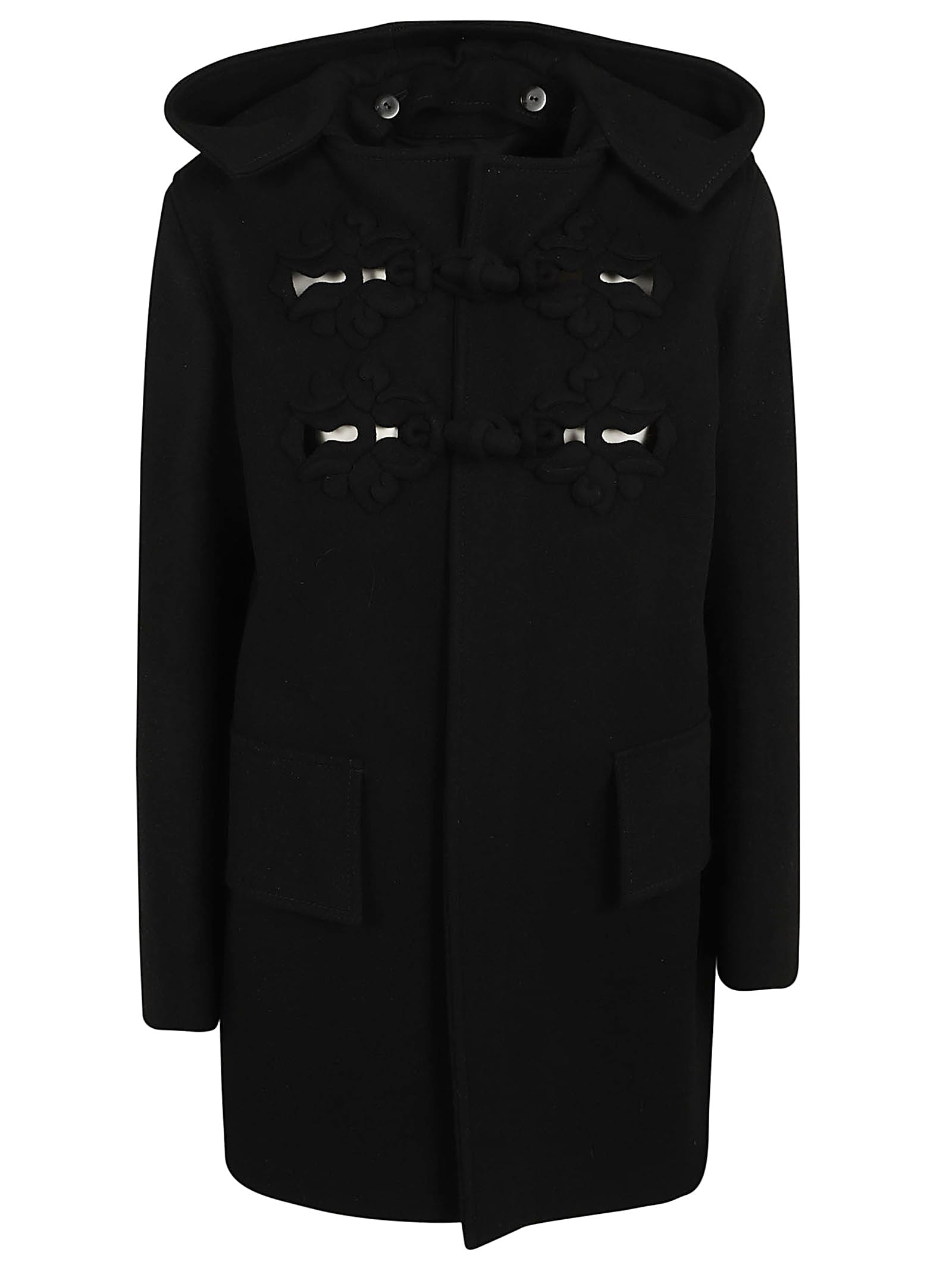 Shop Valentino Embroideries Compact Coat In No Nero