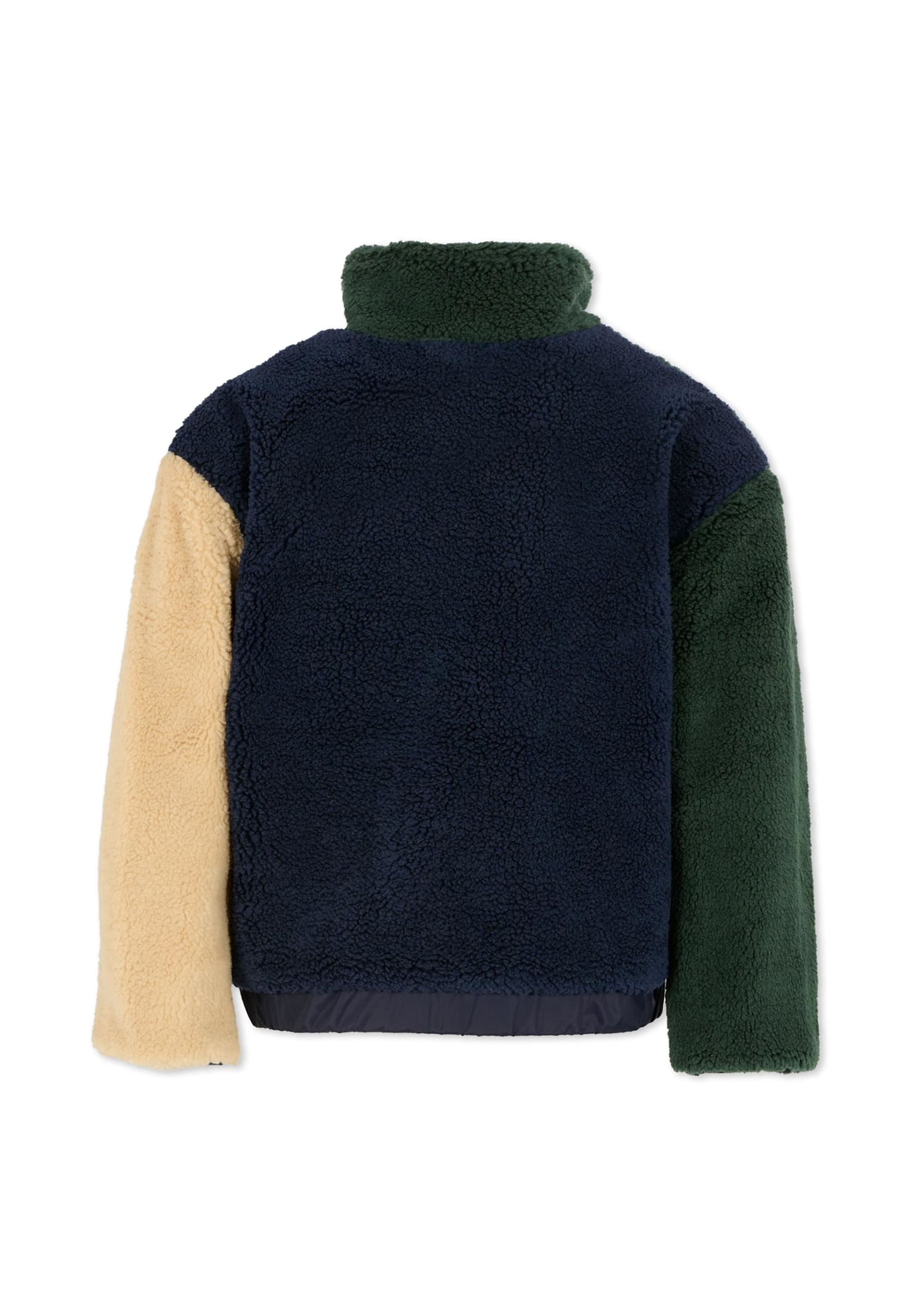 Timberland Green Faux Fur Jacket For Boy With Logo In Multi