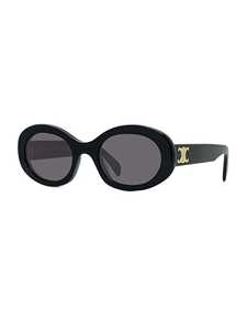 Celine Triomphe Logo Oval Acetate Sunglasses In Nero
