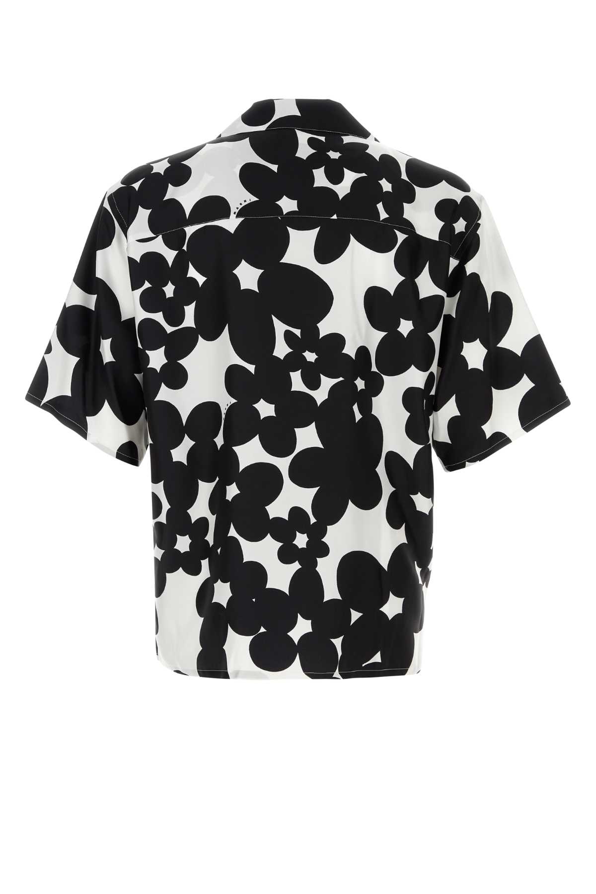 Shop Marni Printed Satin Shirt In Black
