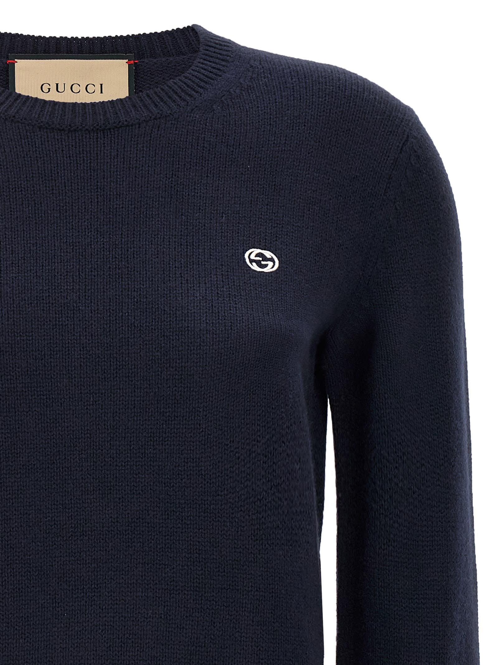 Shop Gucci Logo Sweater In Blue