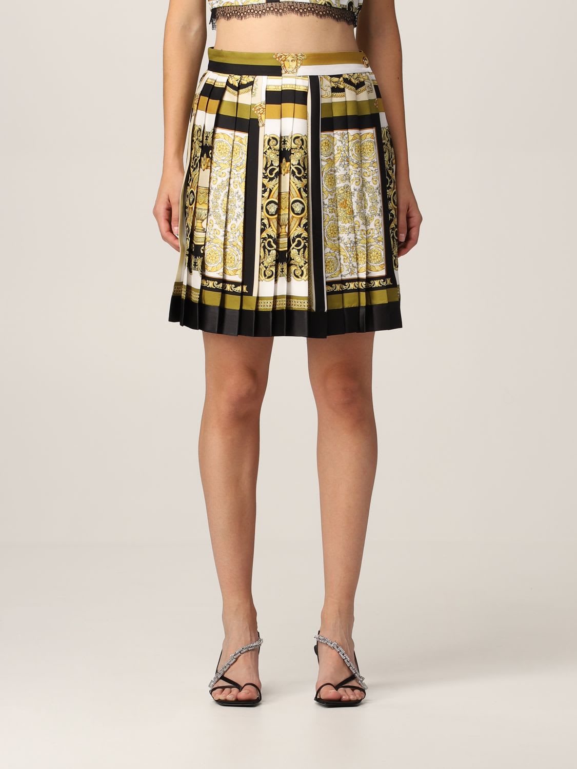 Versace Skirt Versace Short Skirt In Baroque Patterned Silk