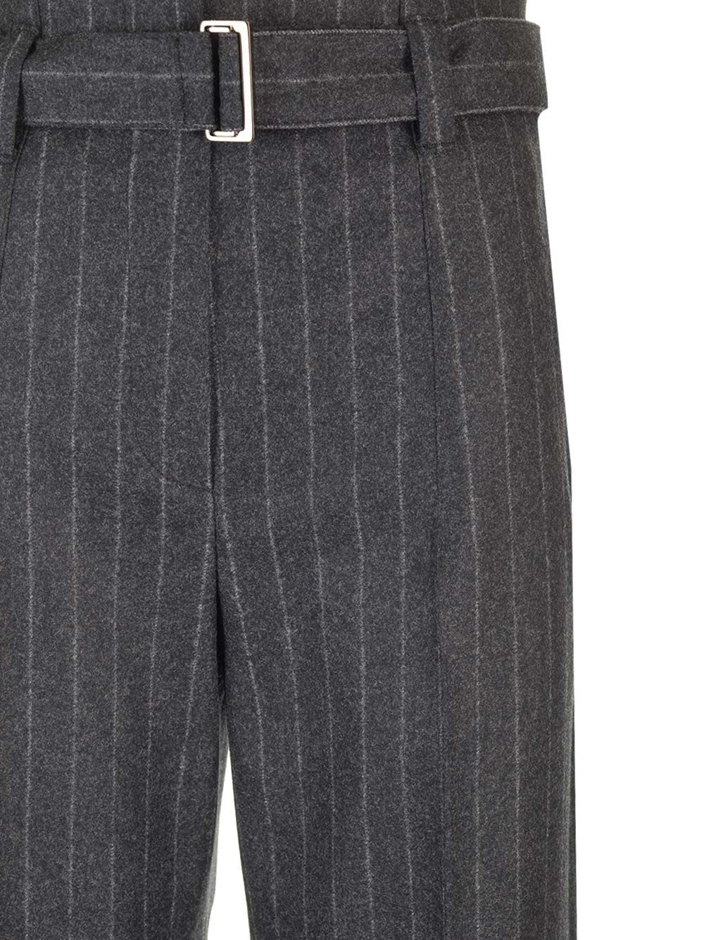 Shop Brunello Cucinelli Wool Flannel Trousers In Grey