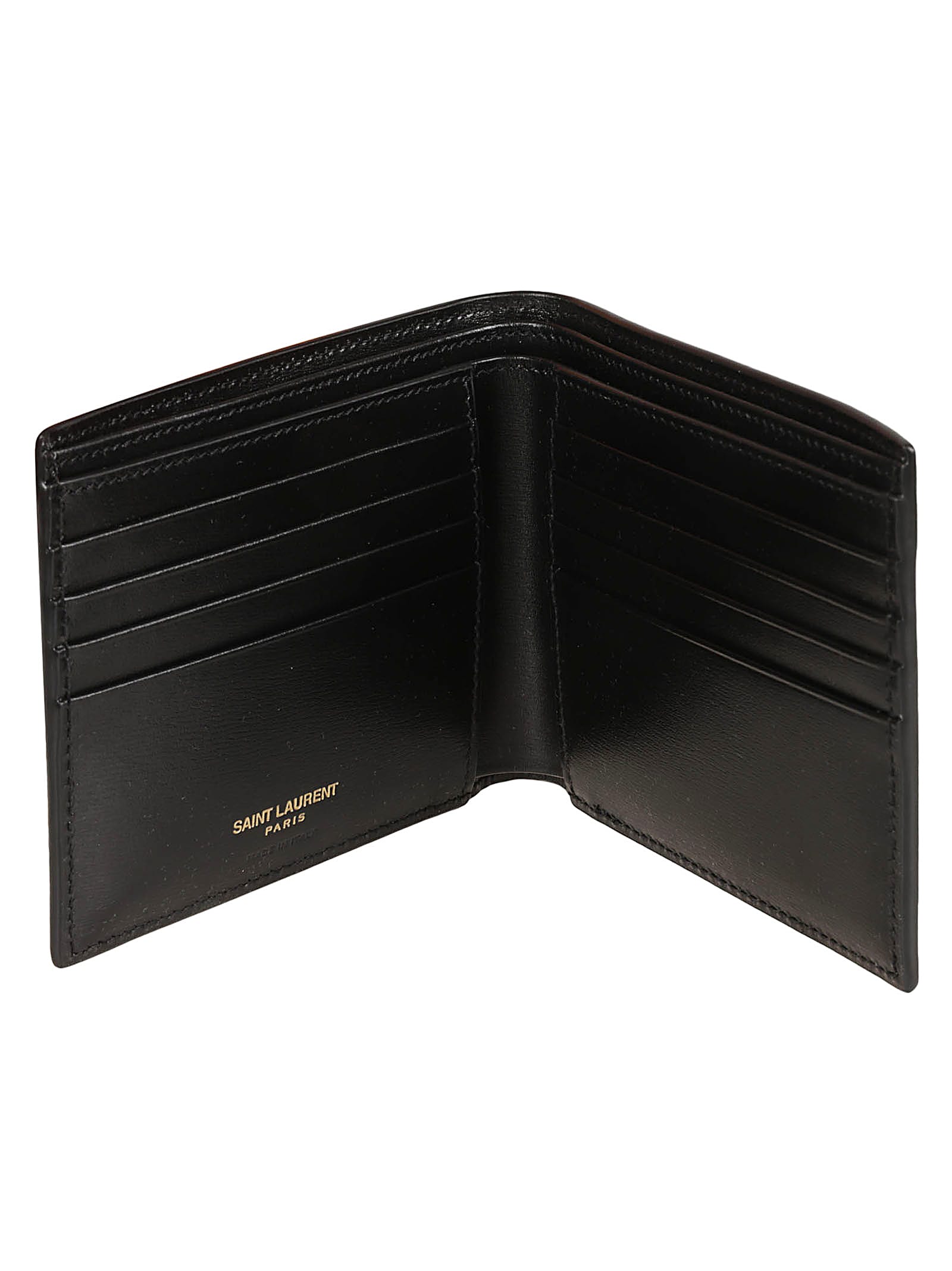 Shop Saint Laurent Tiny Logo Bifold Wallet In Black