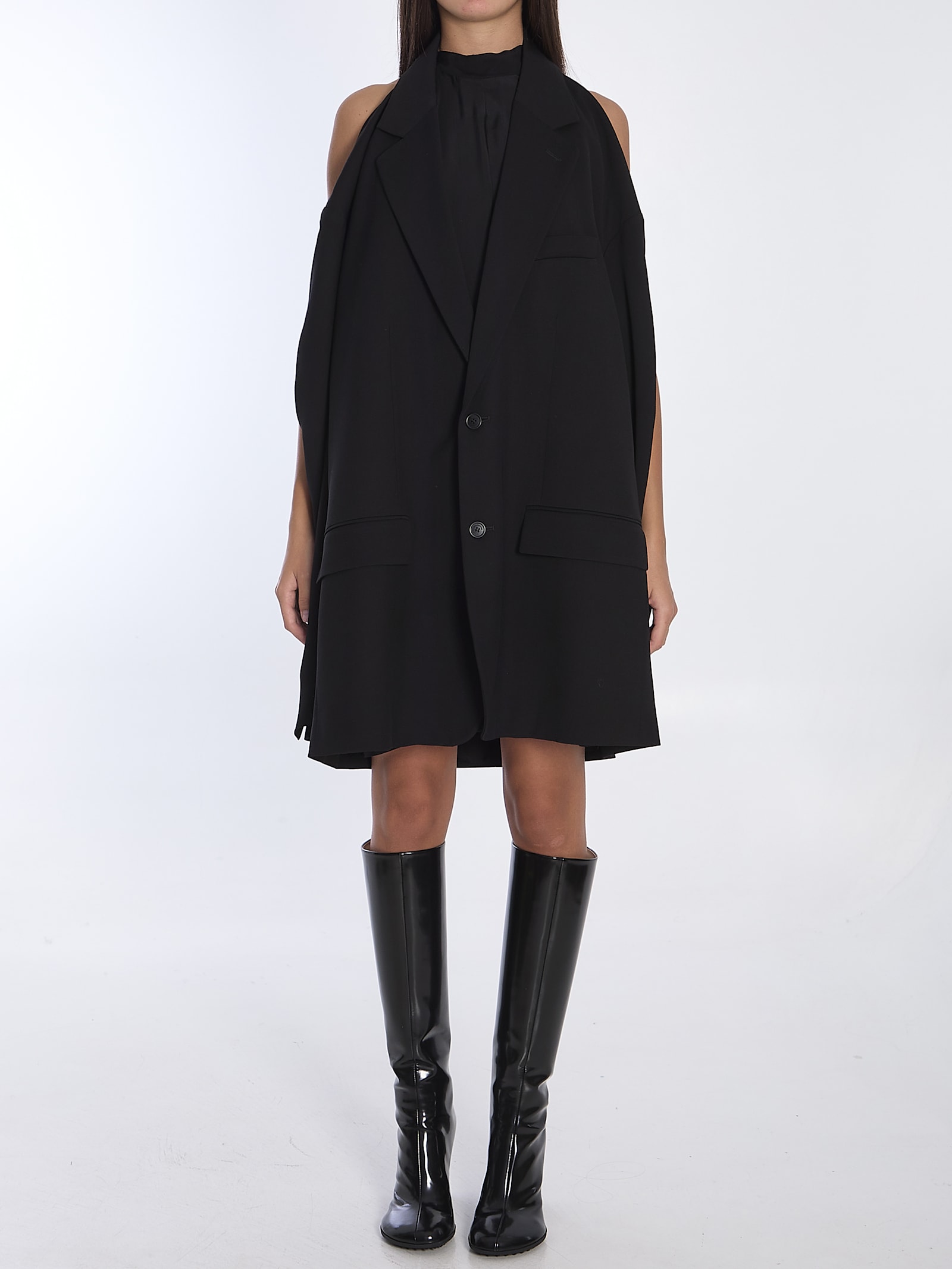 Shop Balenciaga Suspended Jacket Dress In Black