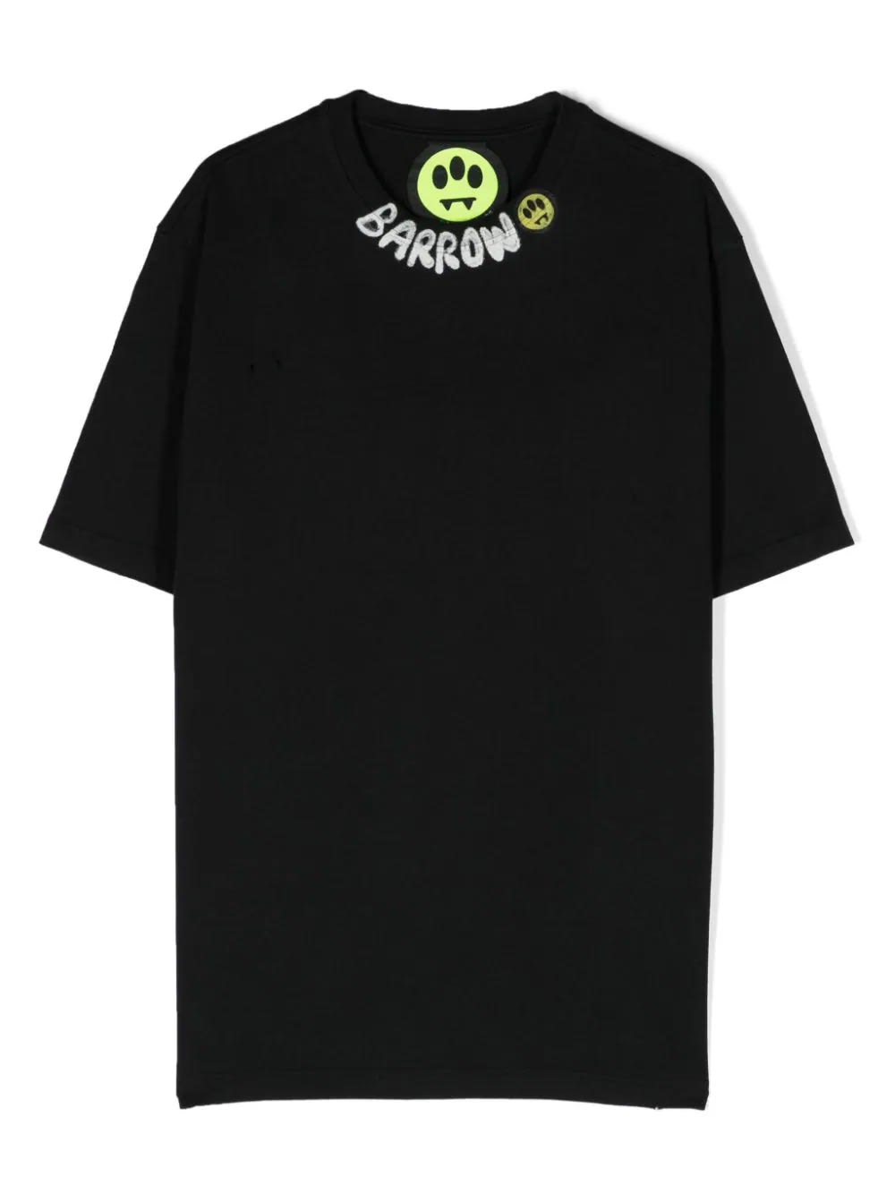 Barrow Kids' Black T-shirt With Graffiti Logo On Crew Neck