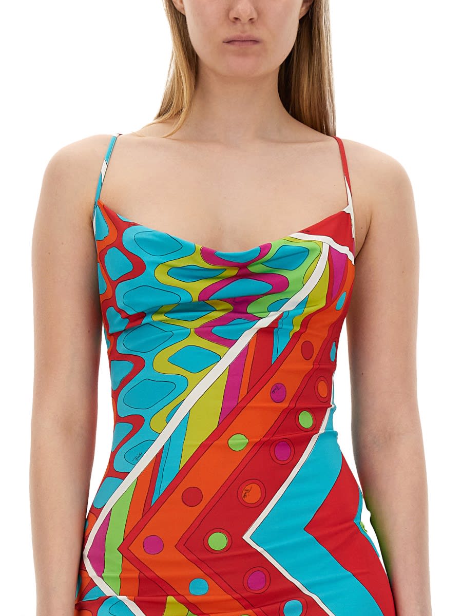 Shop Pucci Mini Dress With Vivara Print In Multicolour