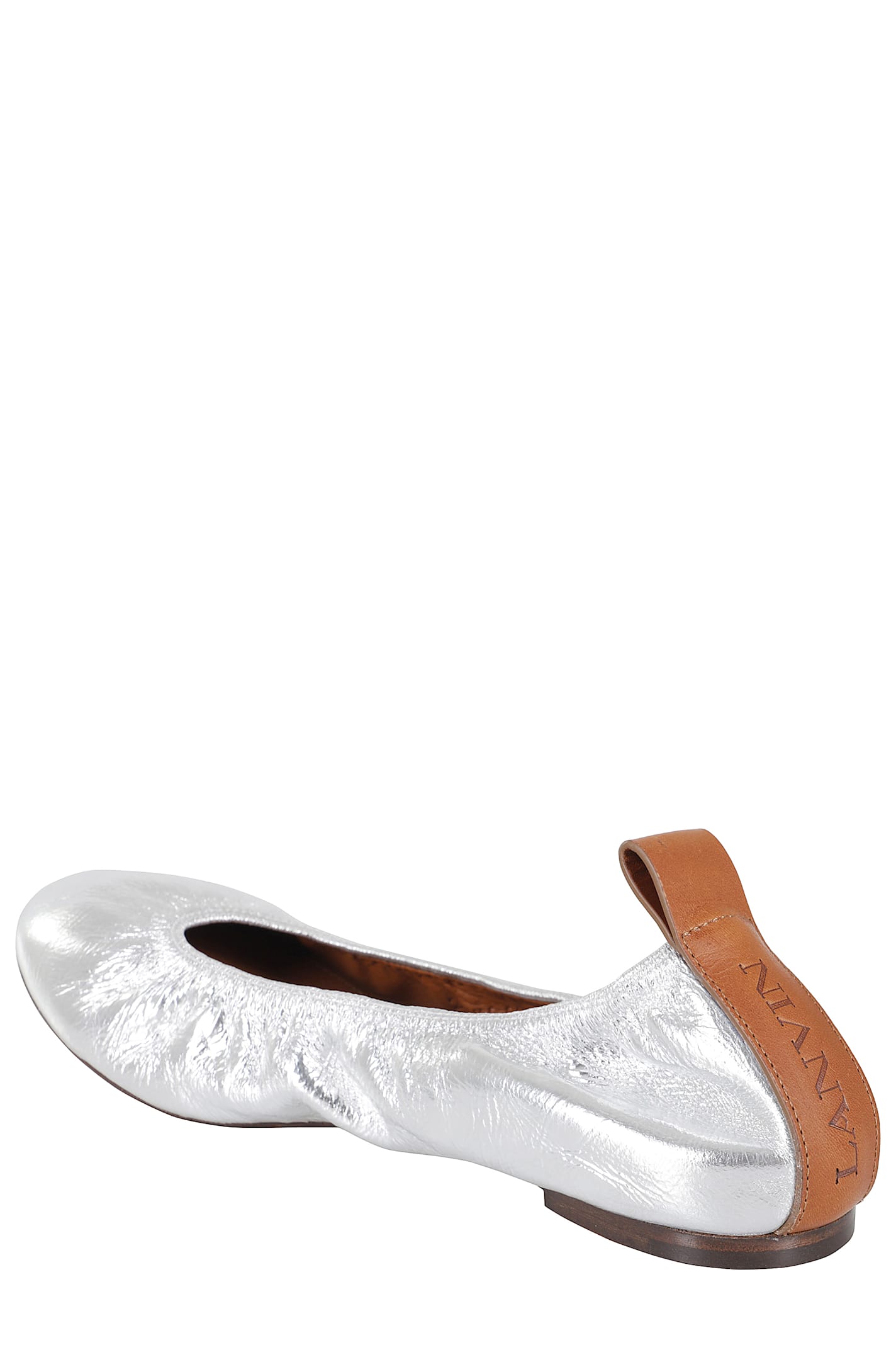 Lanvin Silver Leather Ballet Shoes In Silver