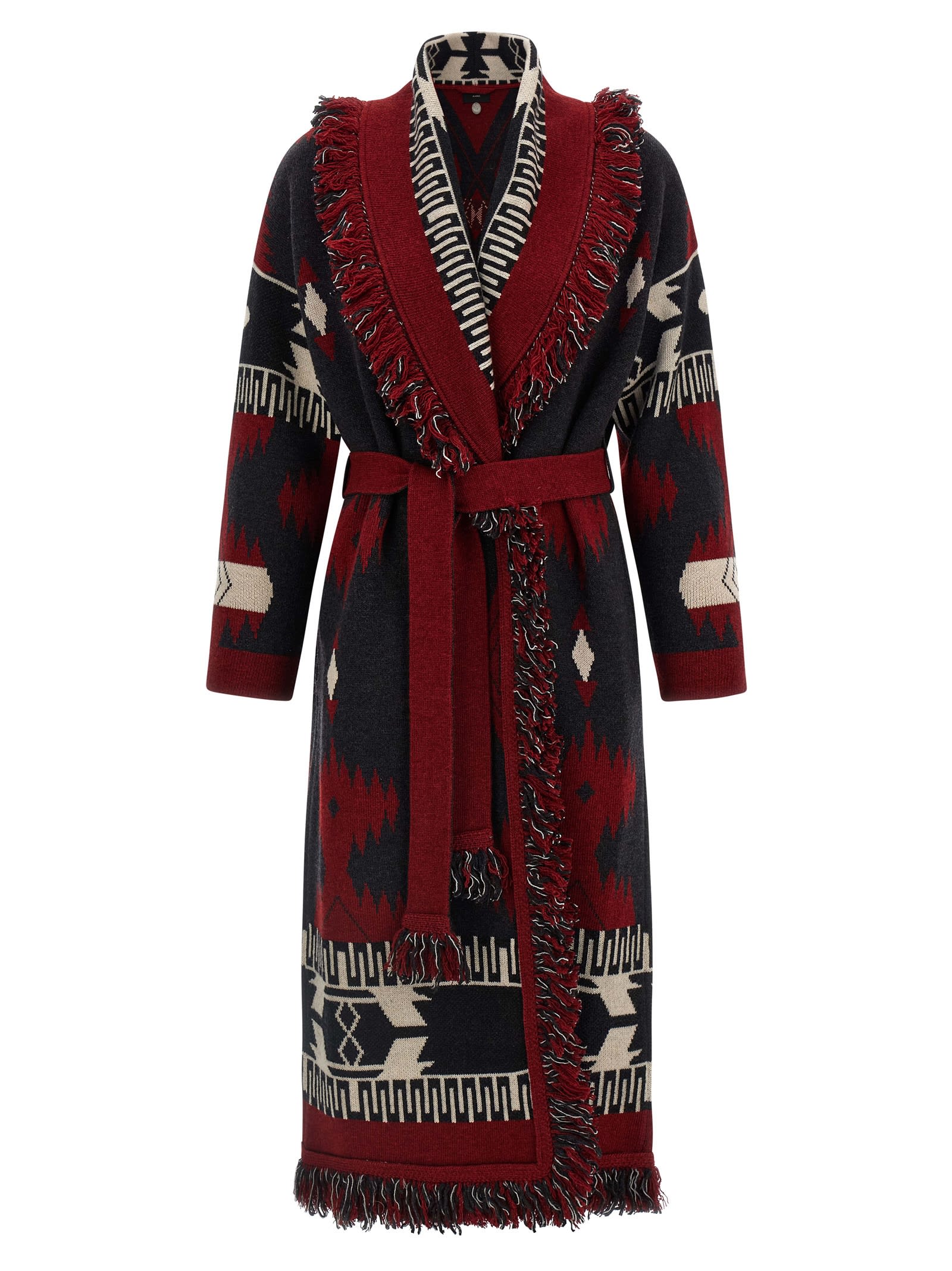 Alanui Multicolor Cardigan With Shawl Collar And Belt In Wool Woman In Multi