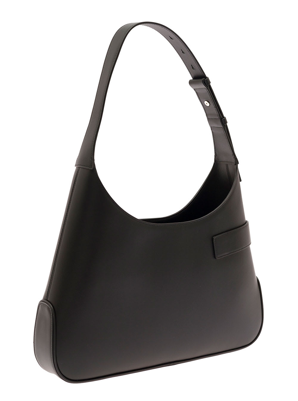 Shop Ferragamo Black Hobo Shoulder Bag With Asymmetric Pocket And Gancini Buckle In Leather Woman