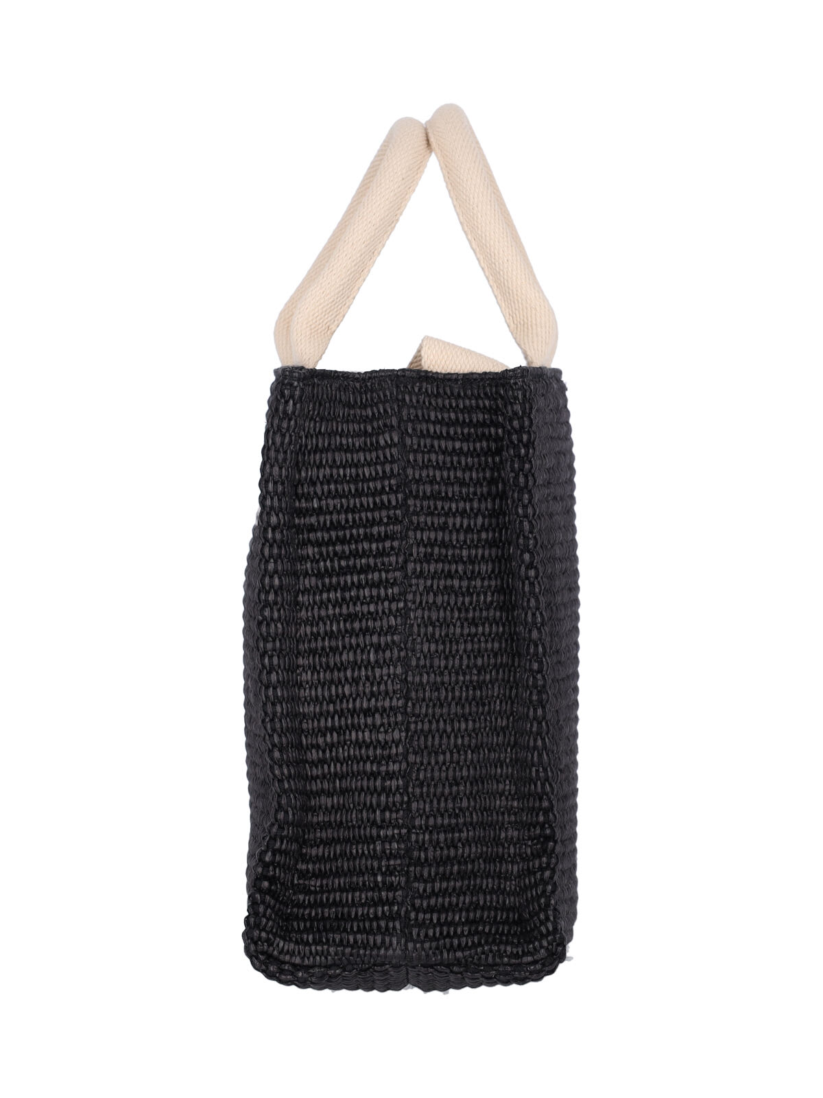 Marni Embroidered Raffia Tote In Black