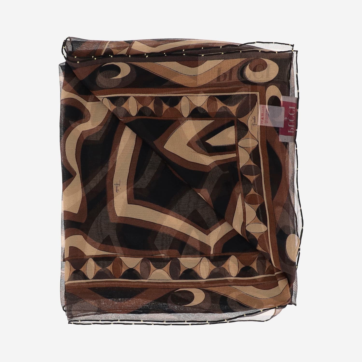 Pucci Geometric-print Silk Scarf In Brown