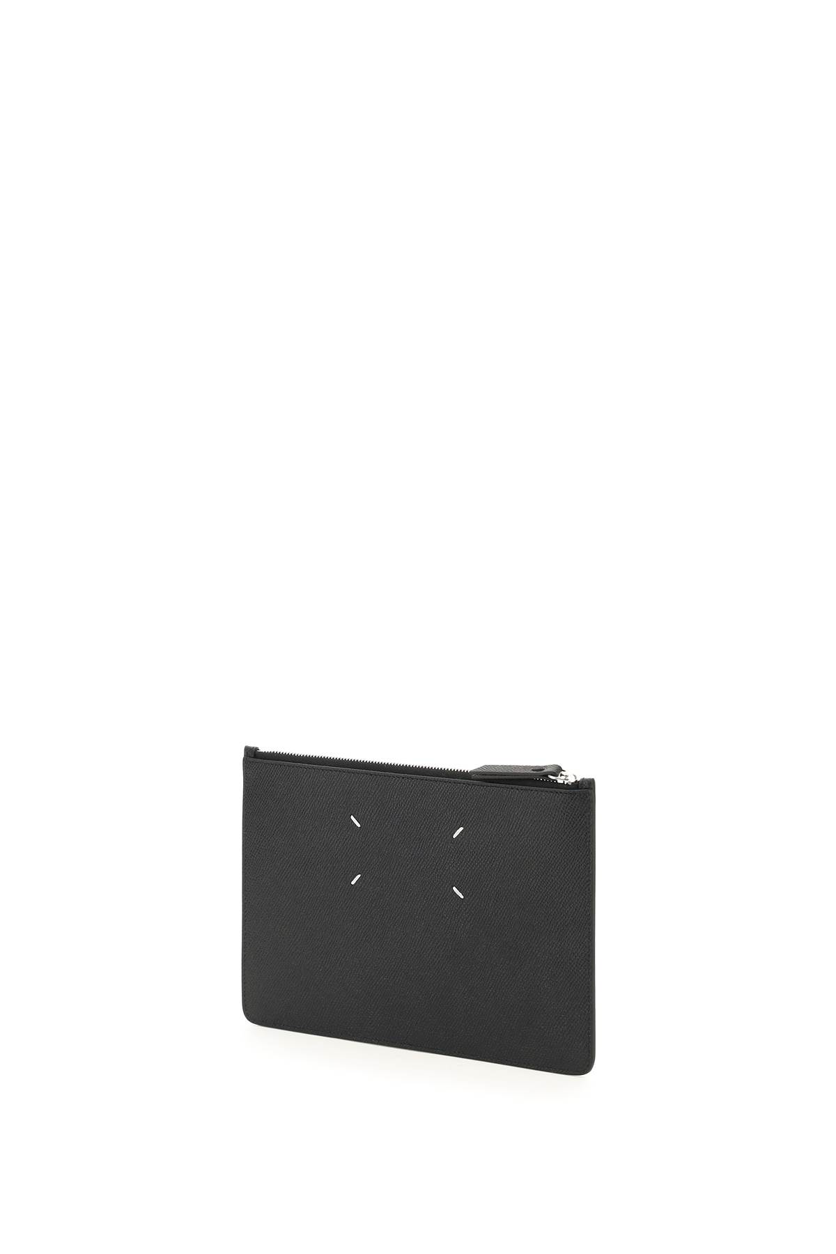 Shop Maison Margiela Grained Leather Small Pouch In Black (black)