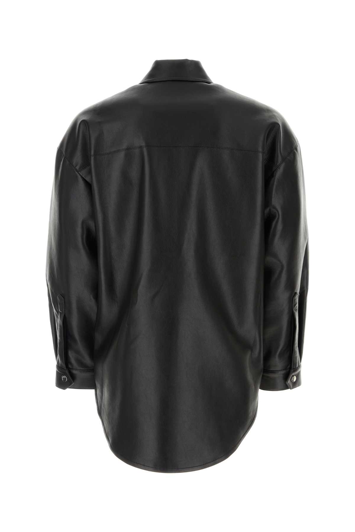 Shop Nanushka Black Synthetic Leather Oversize Martin Shirt