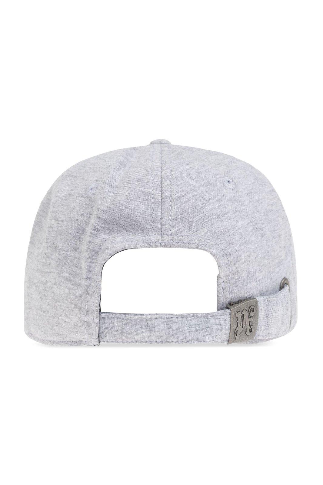 Palm Angels Logo Embroidered Baseball Cap In Grey Melange Black