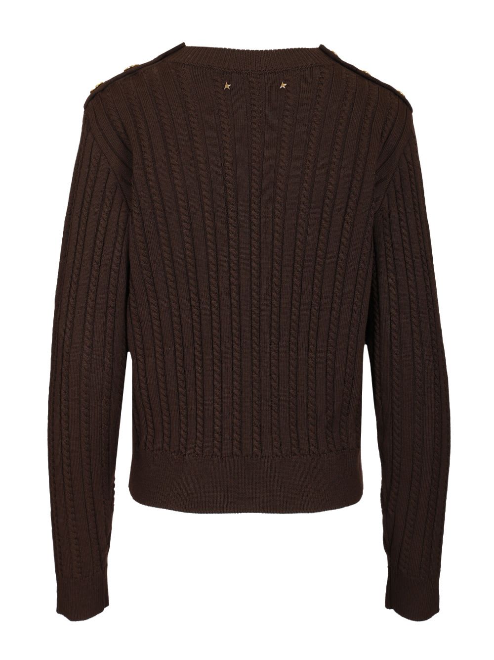 Golden Goose Wool Blend Crew-neck Sweater With Woven Pattern In Brown