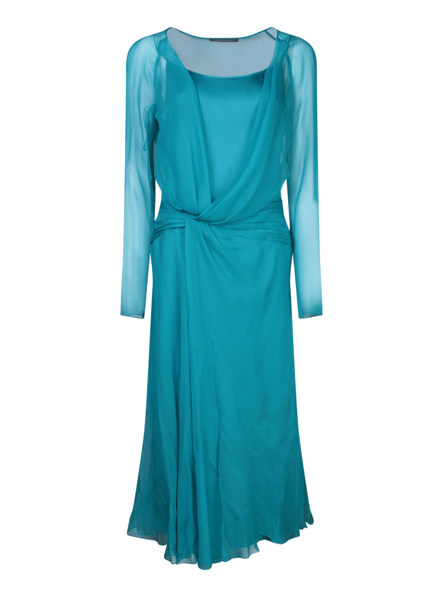 Alberta Ferretti Blue Chiffon Midi Dress