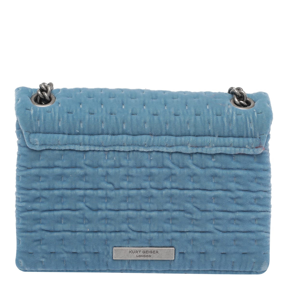 Kurt Geiger Mini Velvet Kensington Embellished Shoulder Bag In Blue