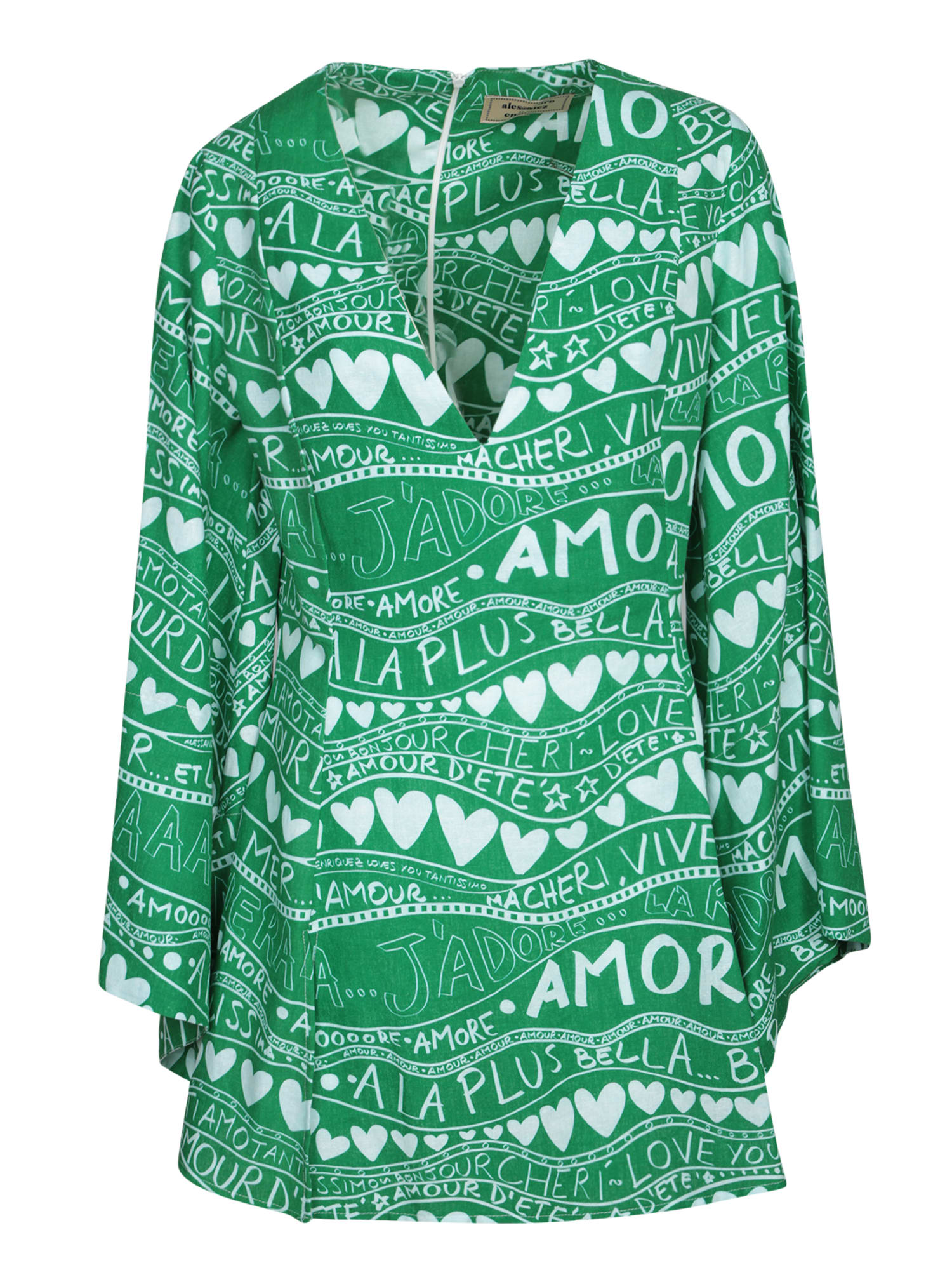 Alessandro Enriquez Green Waves Mini Dress