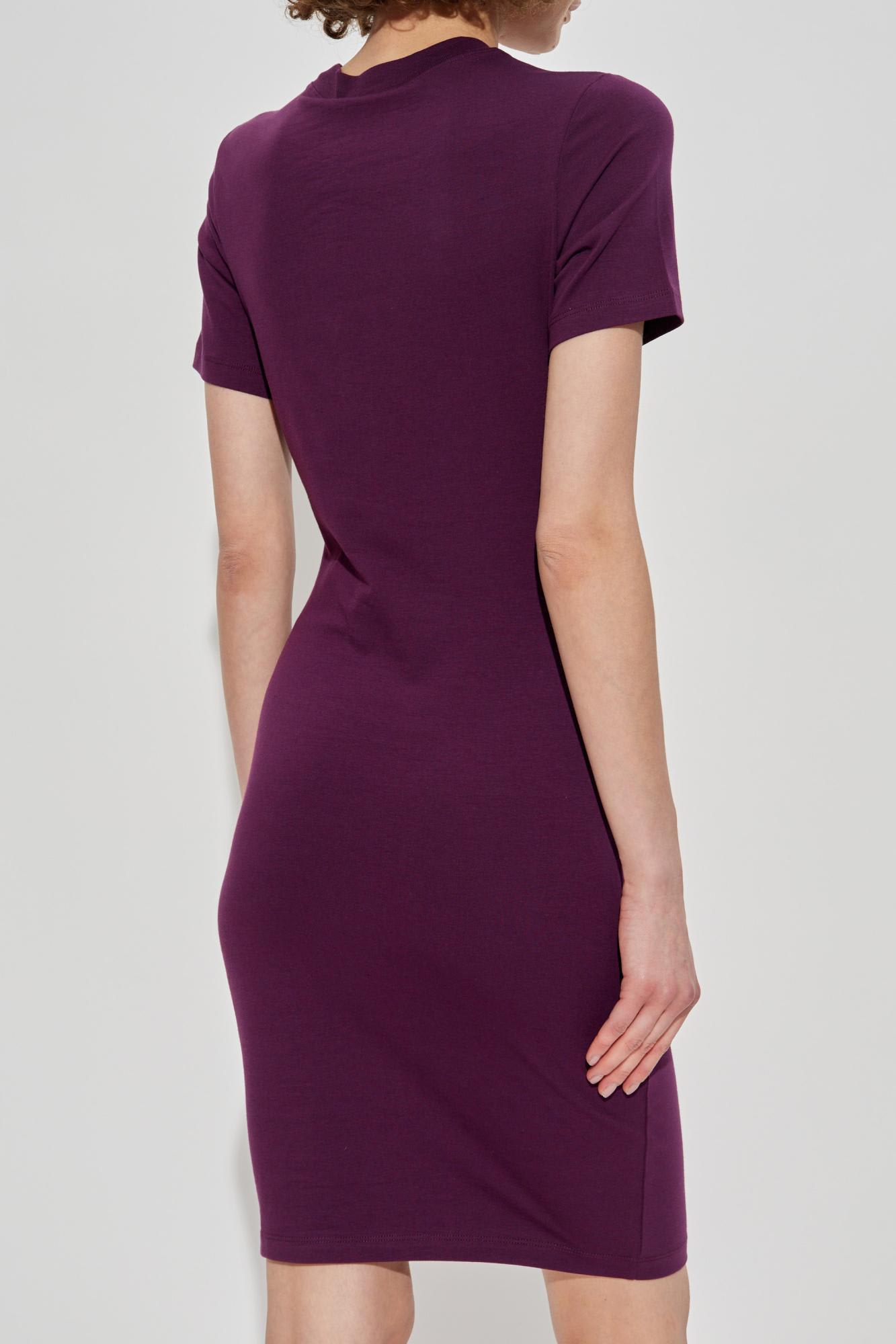 Versace Jeans Couture Dress With Printed Logo In Burgundy