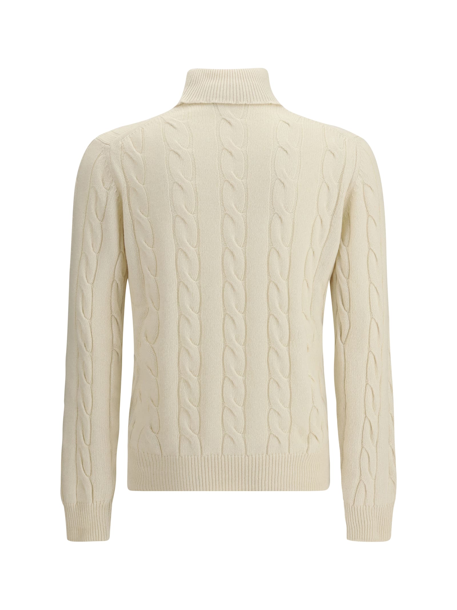 Aragona Braided Turtleneck Sweater In White