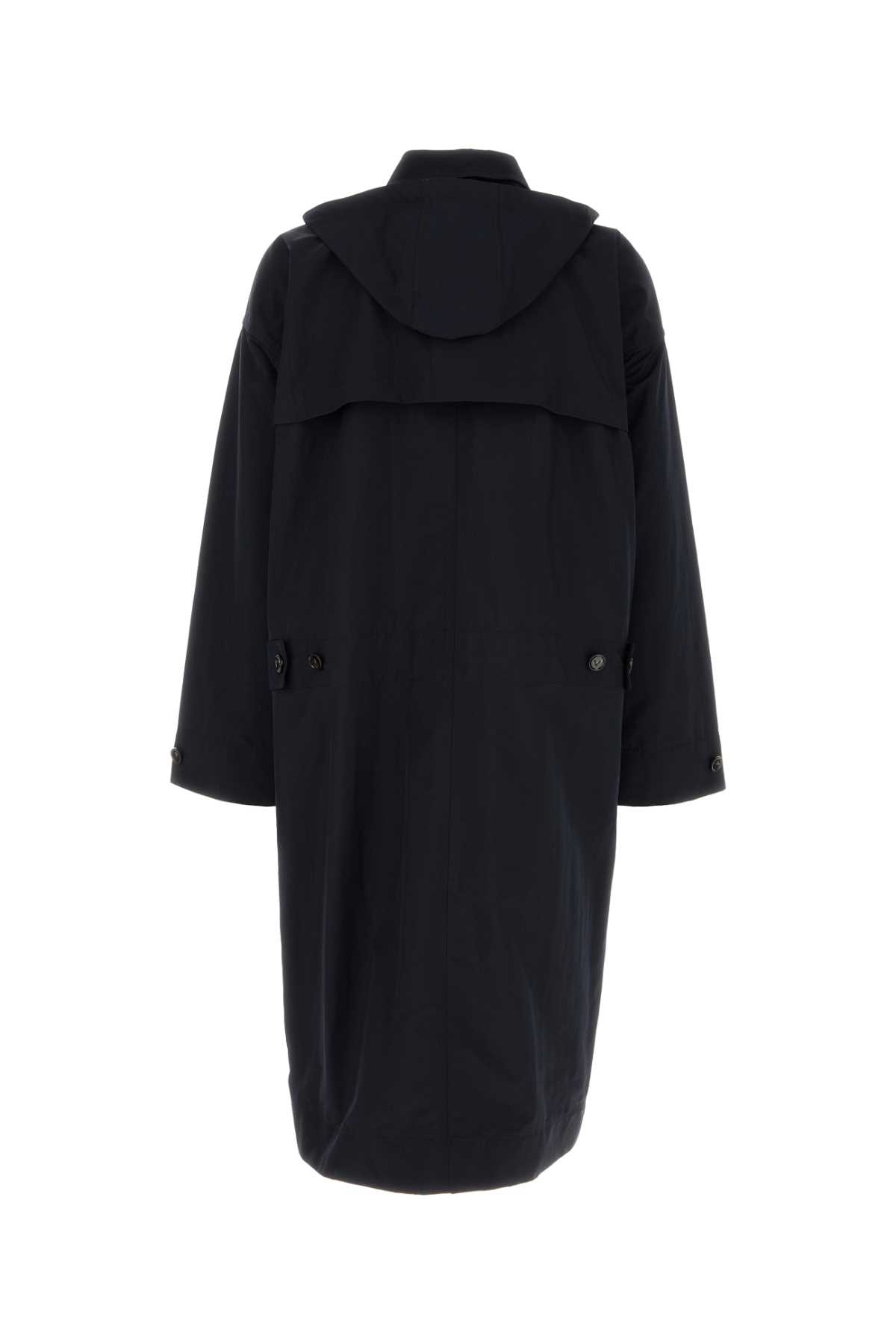 Bottega Veneta Nylon Blend Trench Coat With Buttoned Cuffs In Midnightblueblack