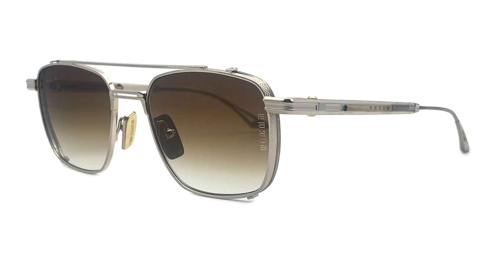 Shop Dita Epiluxury 19 - White Gold / Antique Yellow Gold Sunglasses