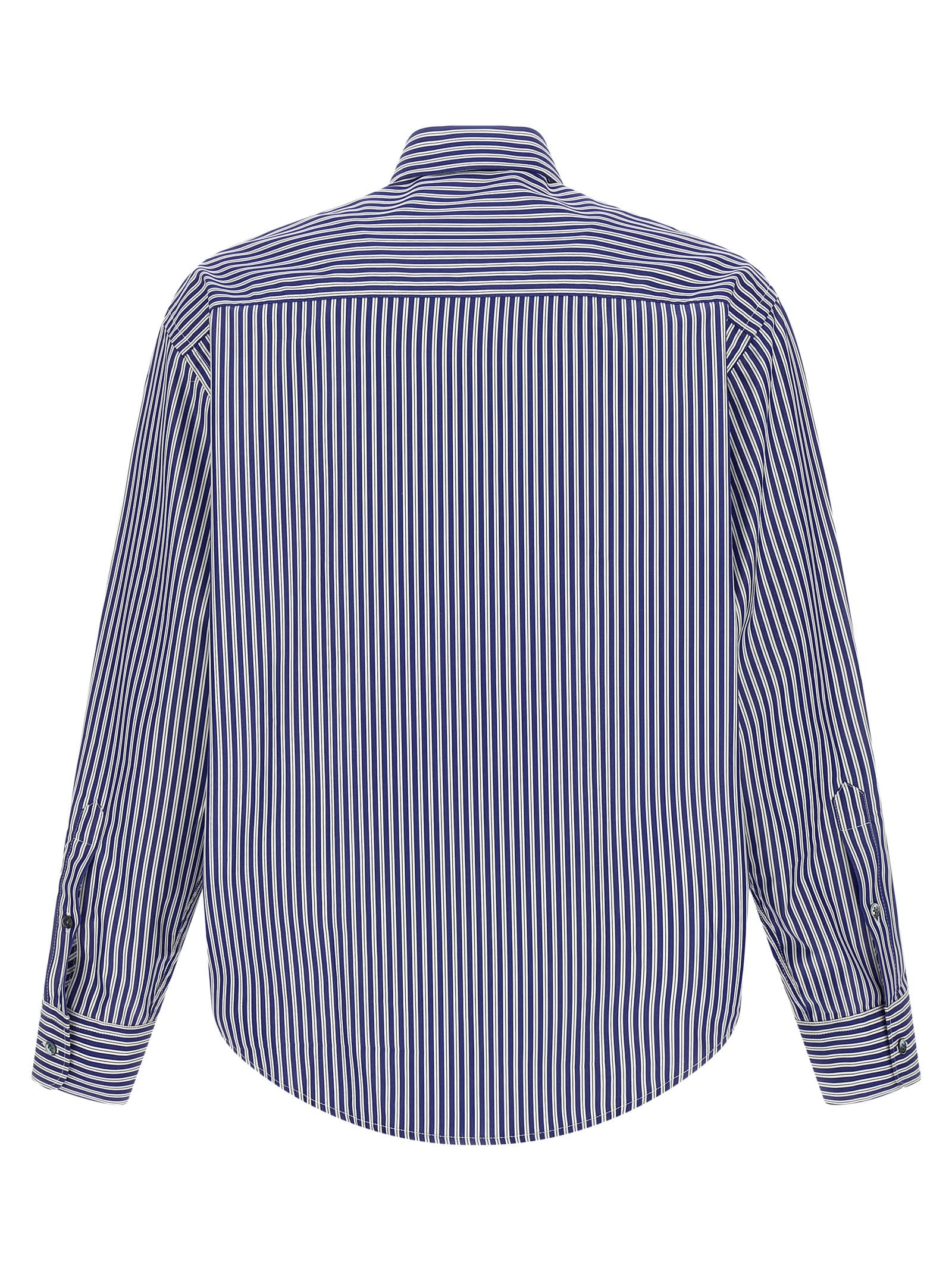 Ami Alexandre Mattiussi Striped Long Sleeve Shirt Chest Pocket In Blue