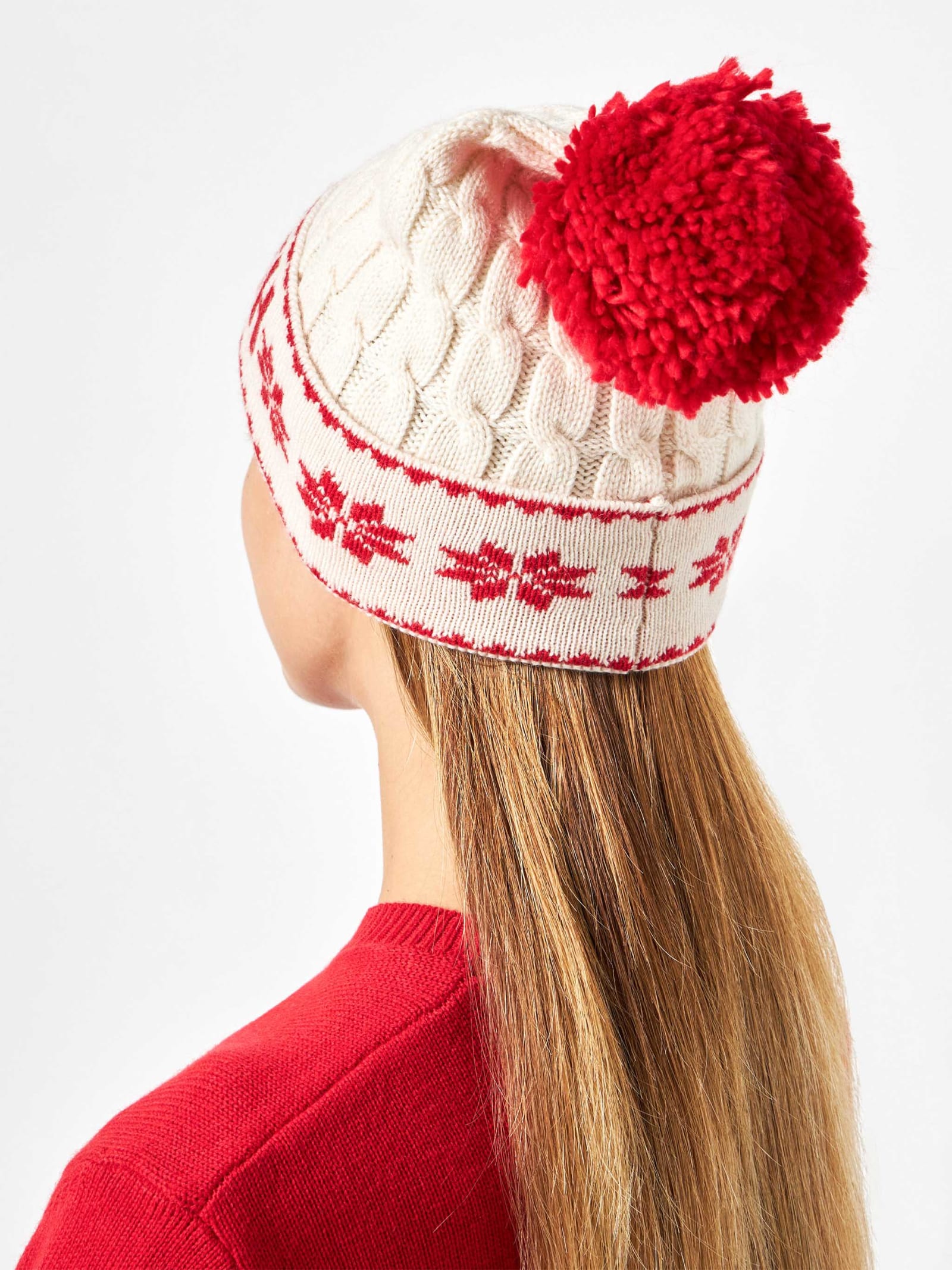 Mc2 Saint Barth Woman White Beanie With Pompon In White
