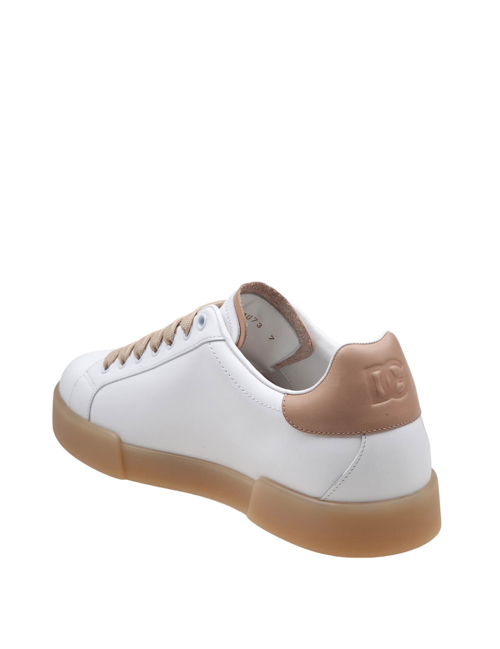 Shop Dolce & Gabbana Portofino Light Sneakers In White And Beige Leather