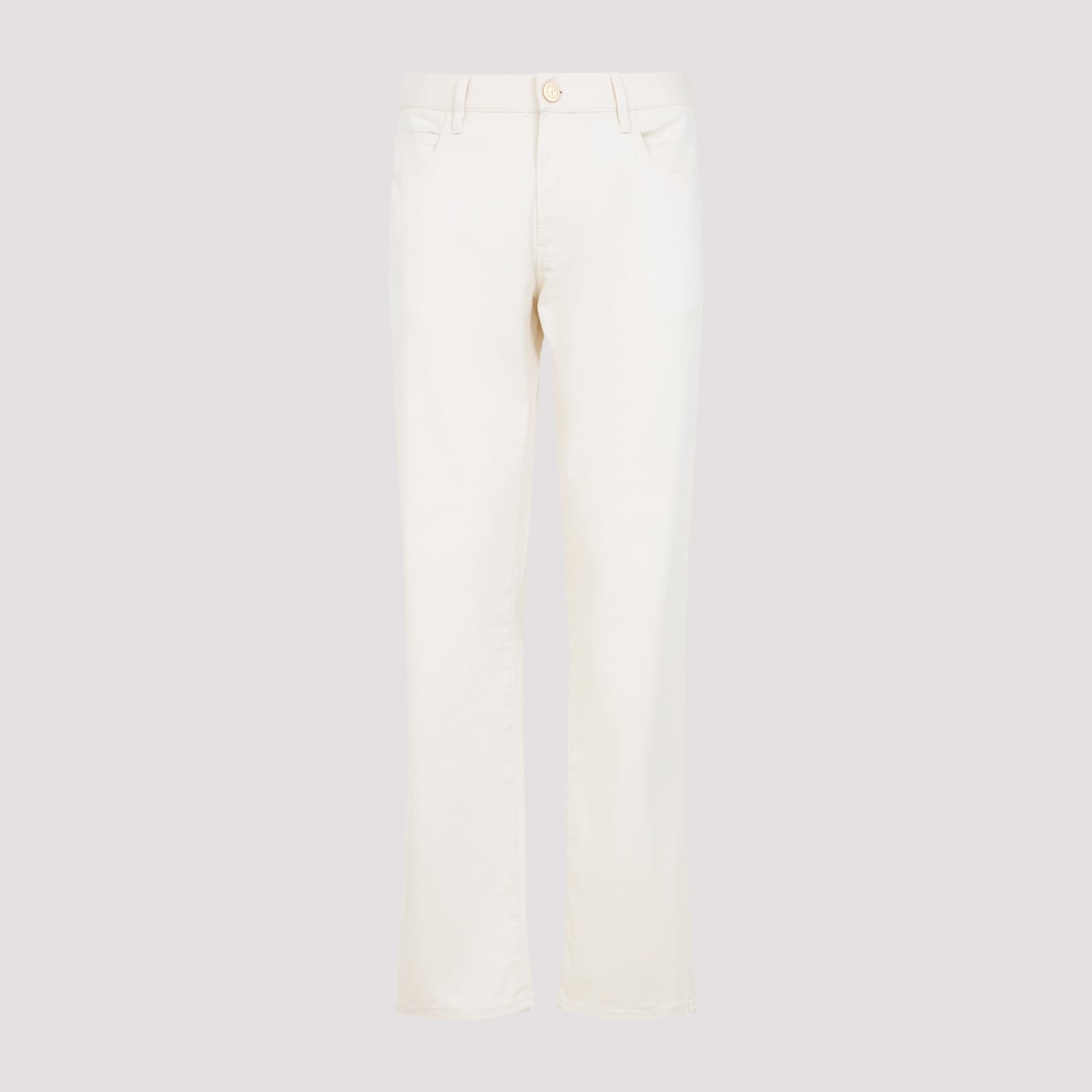 Giorgio Armani Straight-leg Trousers In Luxurious Cotton-silk Blend In Natural