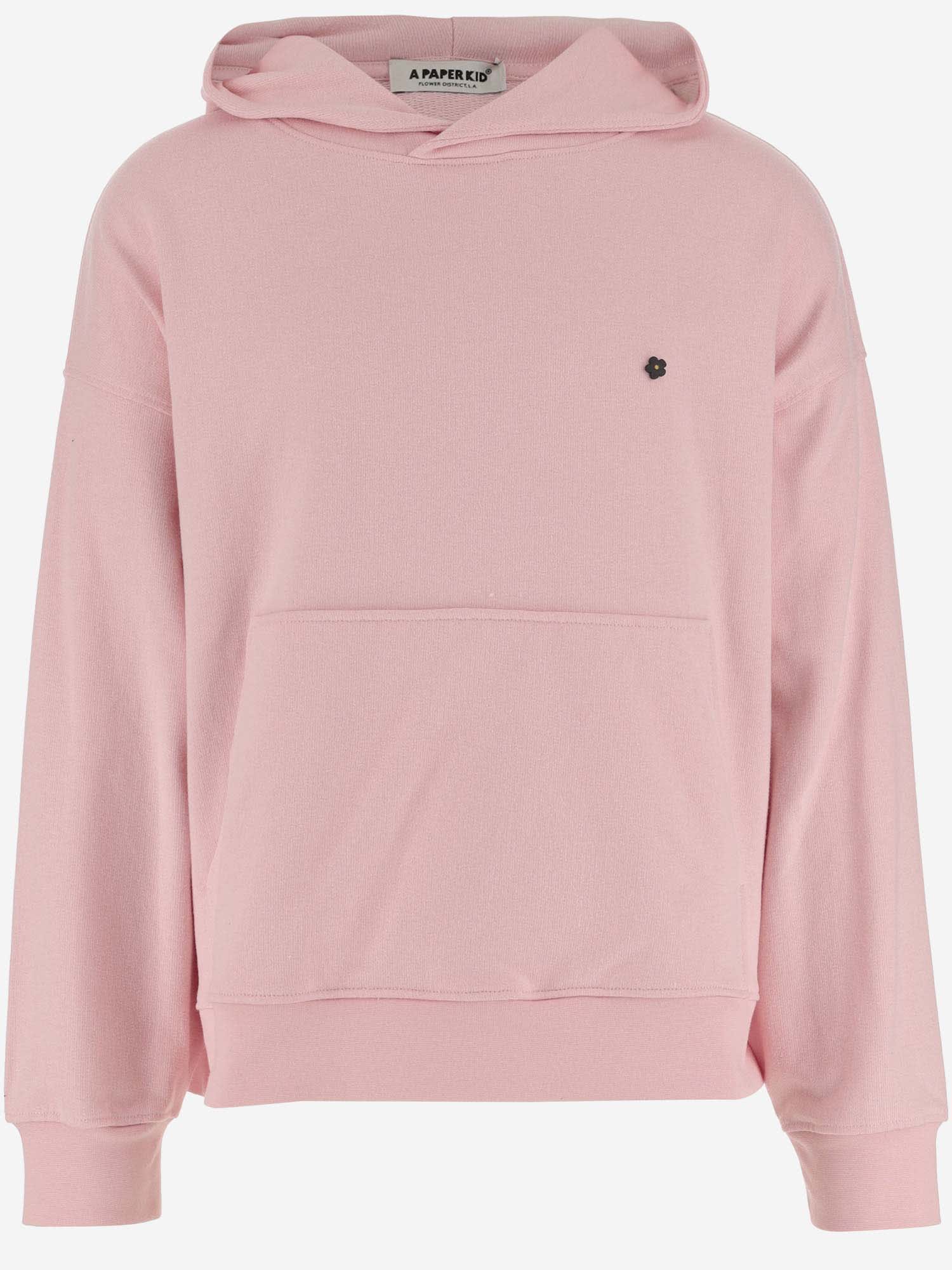 A Paper Kid Cotton Sweatshirt With Logo In Pink